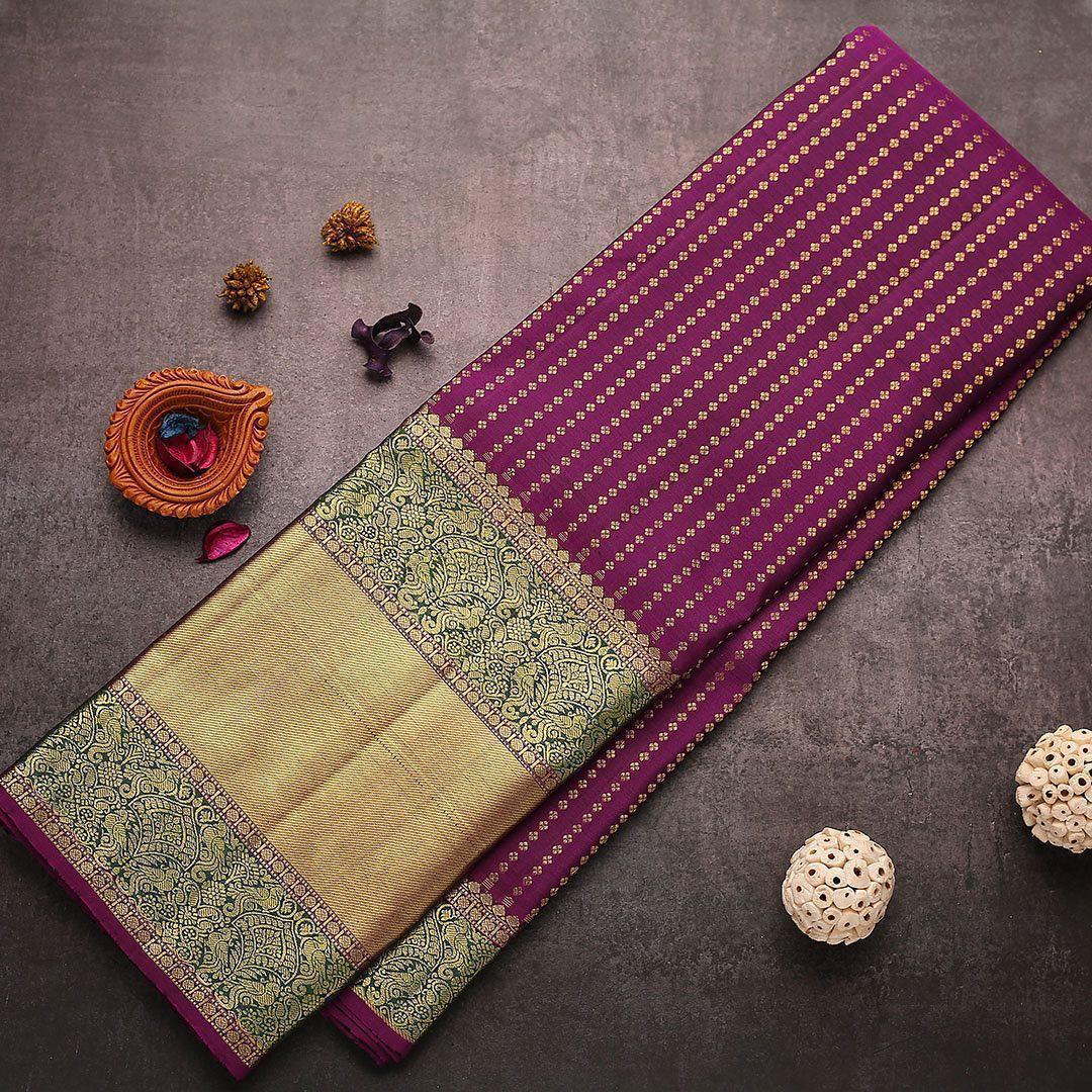 Refreshing Purple Soft Banarasi Silk Saree With Dazzling Blouse Piece