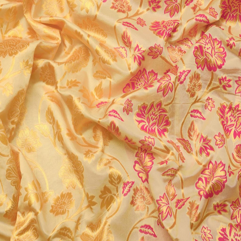 Moiety Beige Soft Banarasi Silk Saree With Improbable Blouse Piece