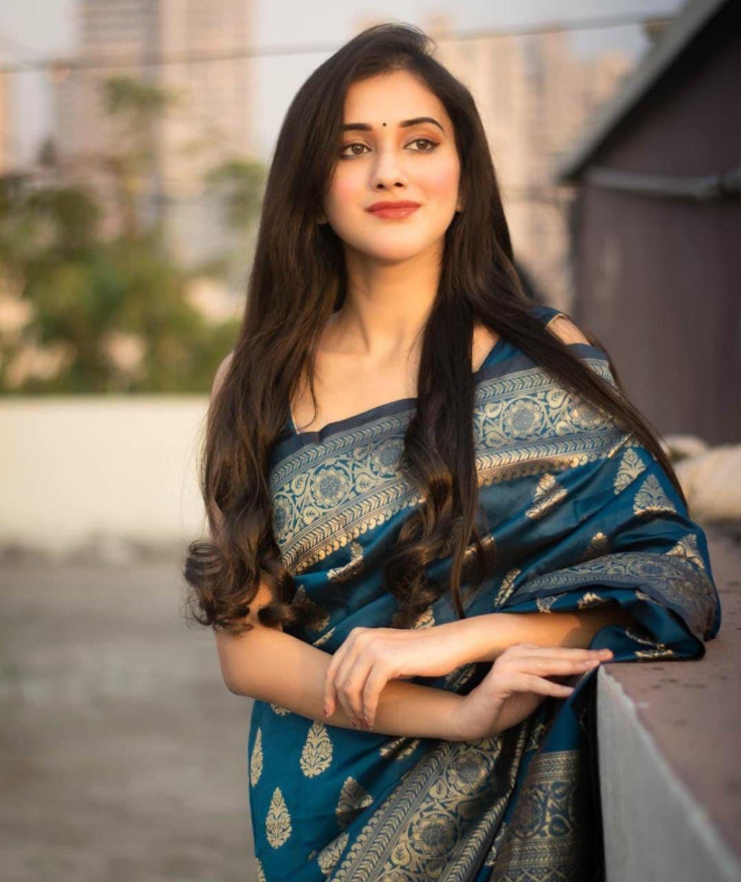 Snazzy Blue Soft Banarasi Silk Saree With Nemesis Blouse Piece