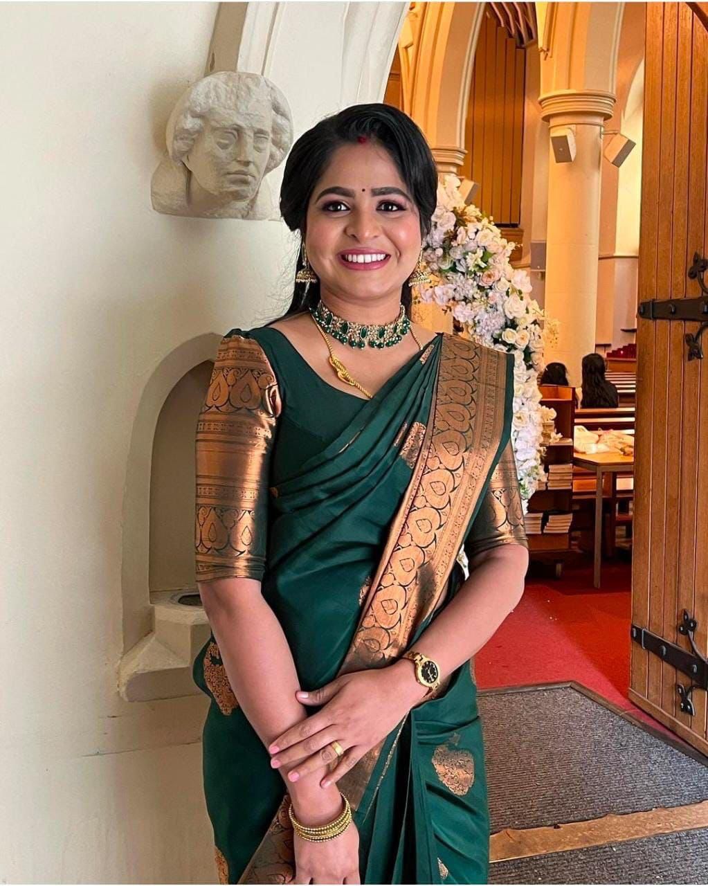 Seraglio Green Soft Silk Saree With Gorgeous Blouse Piece