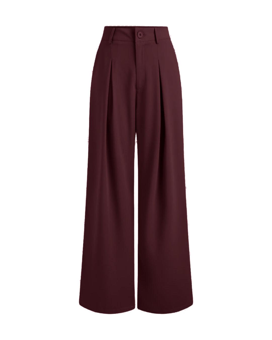 Korean Style Baggy Trousers in Cherry Red