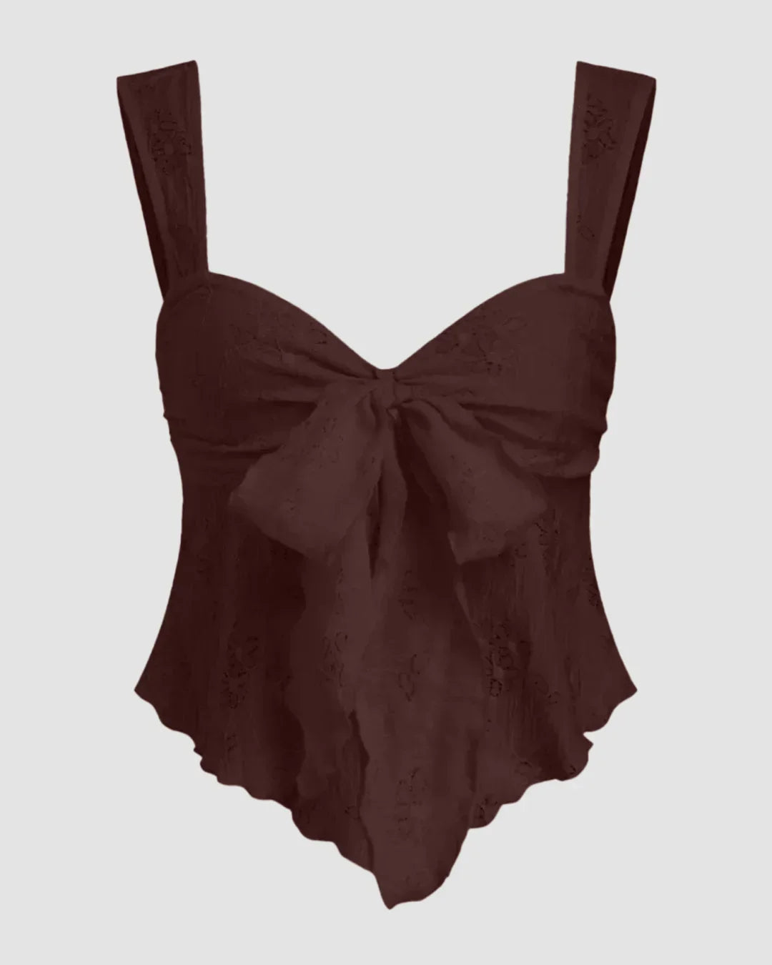 Lace Sweetheart Bowknot Tank Top in Brown