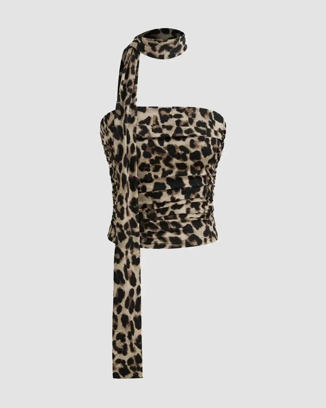 Leopard Print Strapless Fitted Tube Crop Top