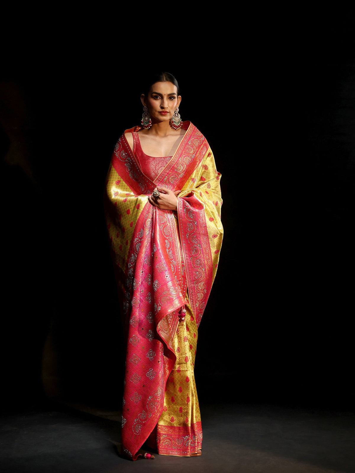 Anouk Art Green Banarasi Silk Blend Saree