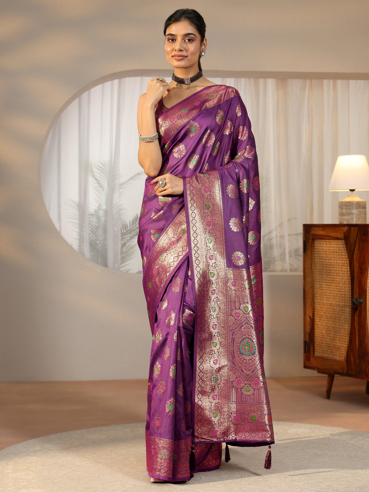Anouk Imperial Purple Banarasi Silk Blend Saree