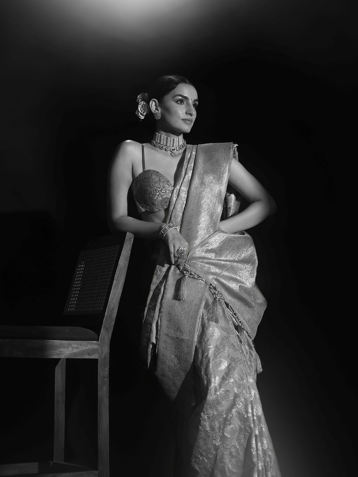 Anouk Mint Green Banarasi Silk Blend Saree