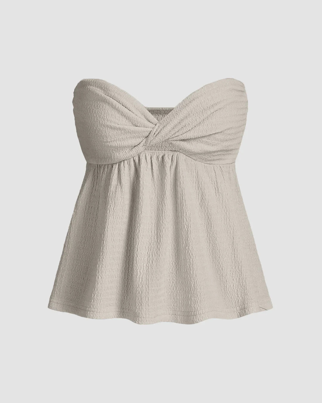 Light Grey Twist–Front Empire Bustier Top
