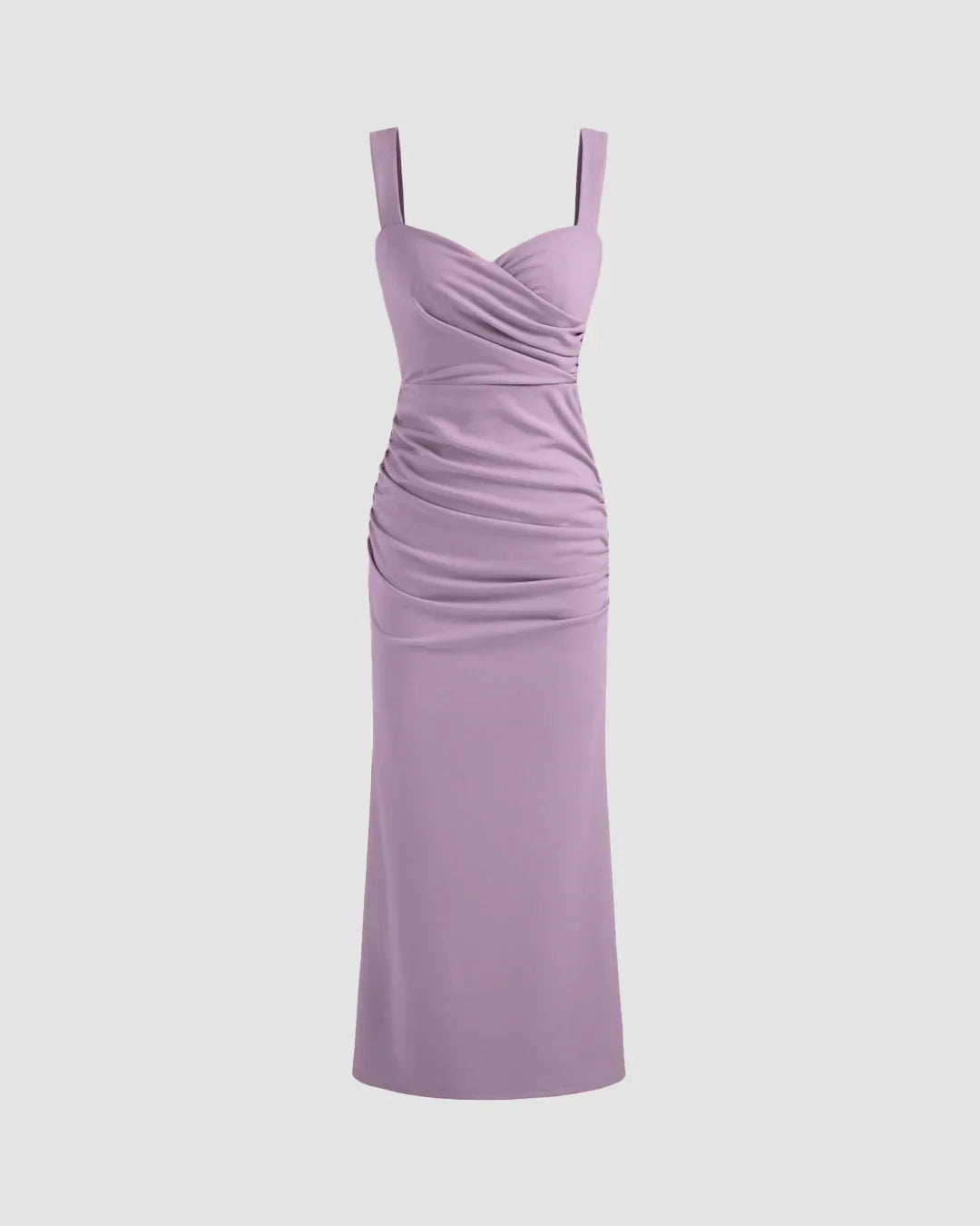 Lilac V-Neck Fishtail Midi Dress