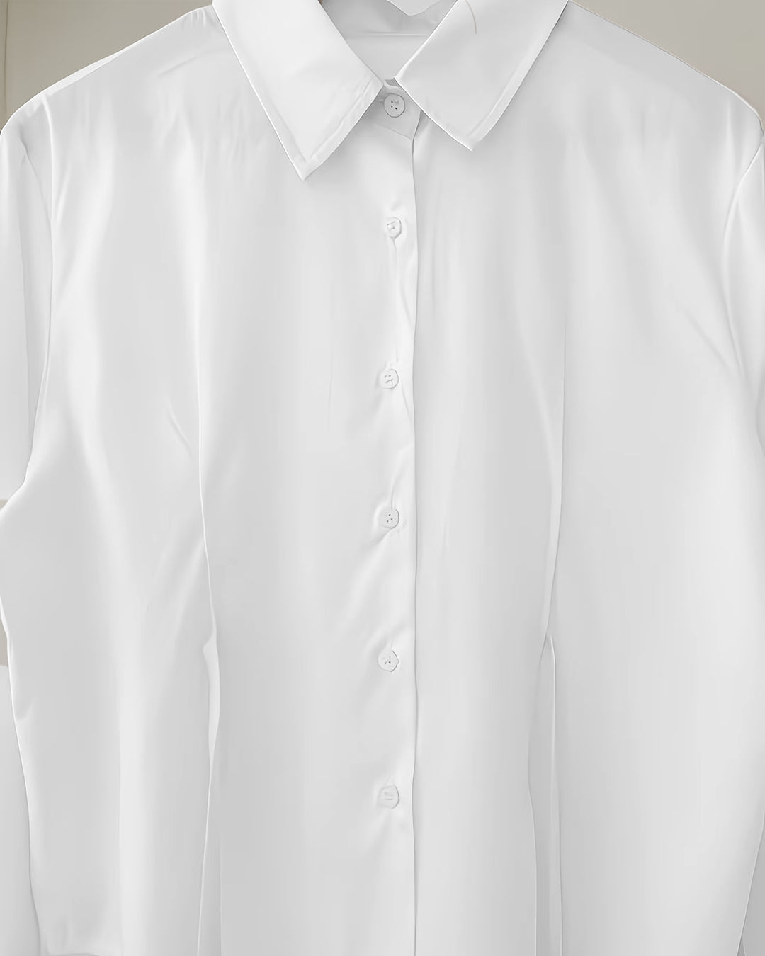Long-Sleeve Waist Tied Shirt in White
