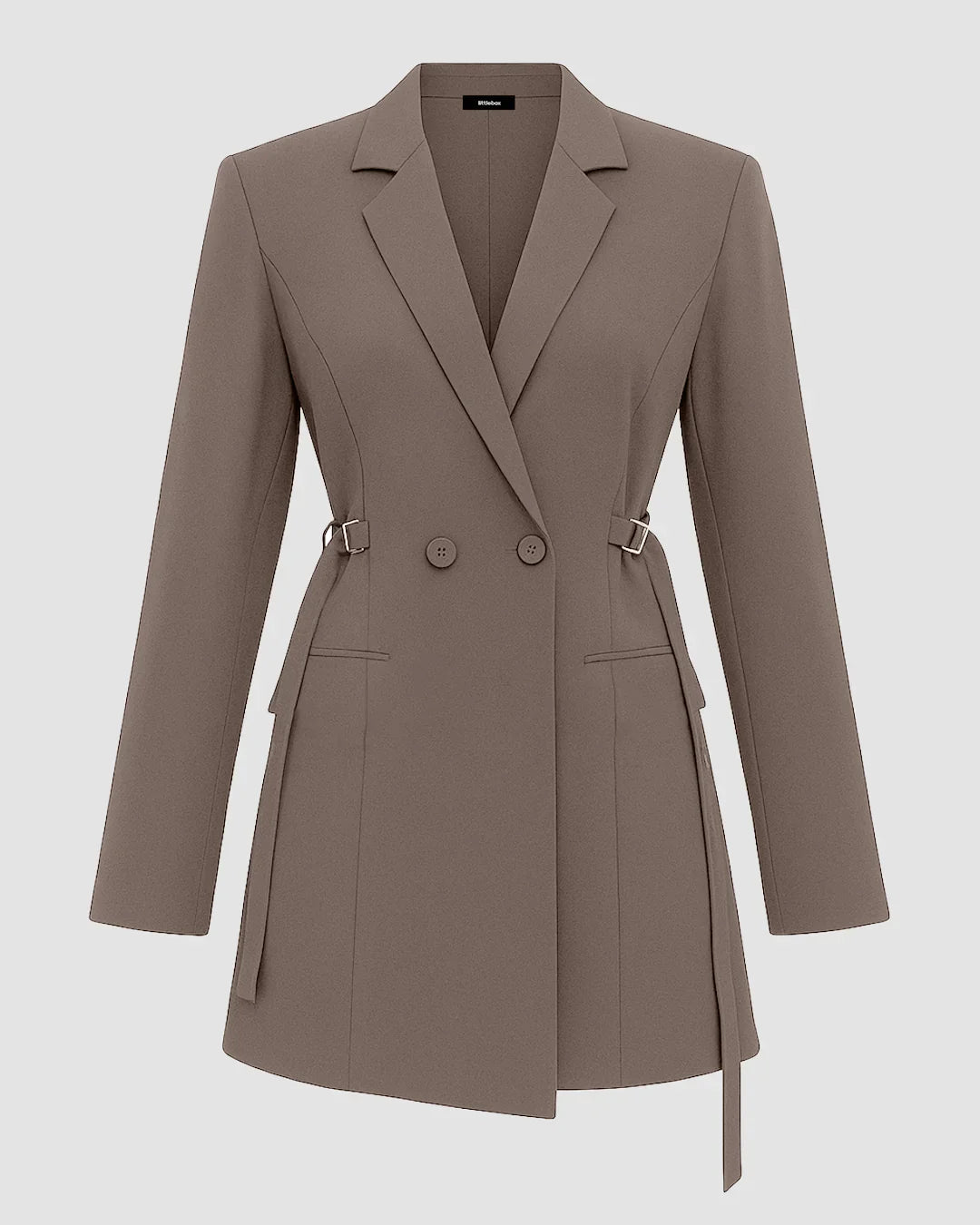 Long Sleeve Blazer Style Waistcoat in Cappuccino