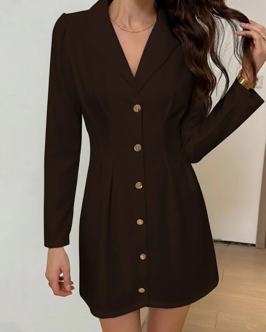 Long Sleeves Button-Front Blazer Dress