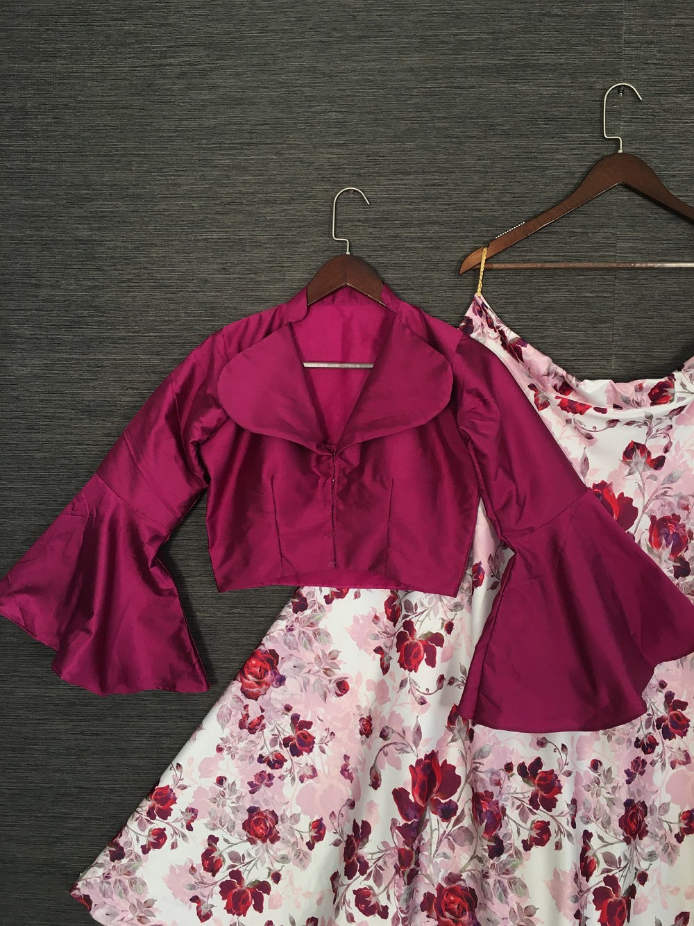 Magenta Color Digital Floral Printed Heavy Dull Satin Lehenga Choli