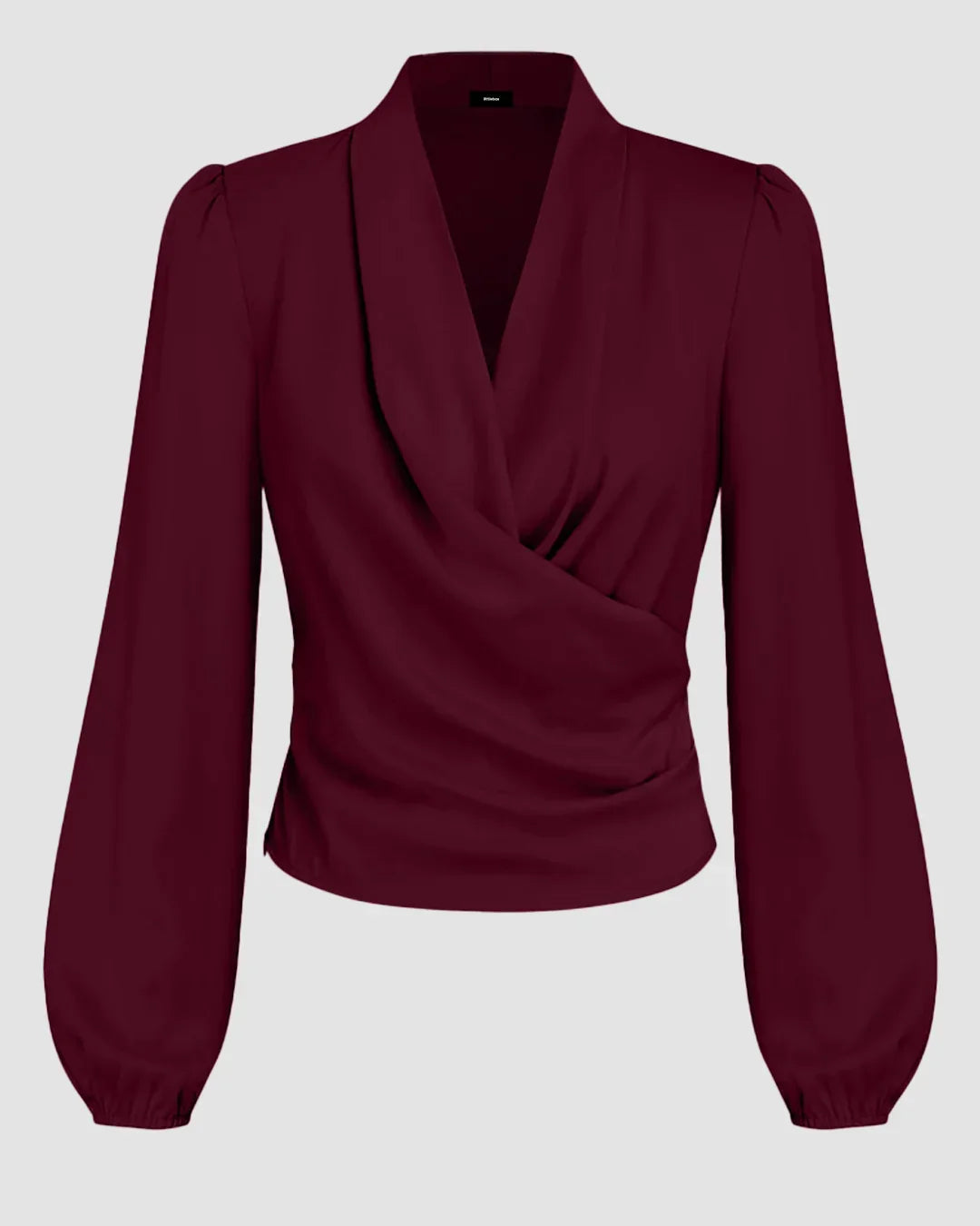 Maroon Draped V-Neck Full Sleeve Top