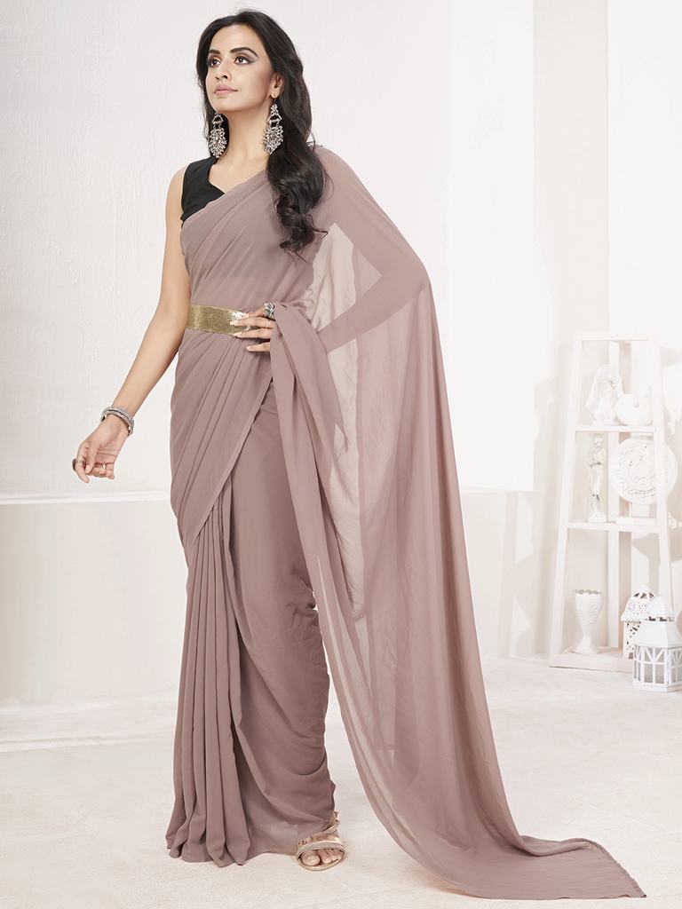 Mauve Ready to Wear One Minute Lycra Saree
