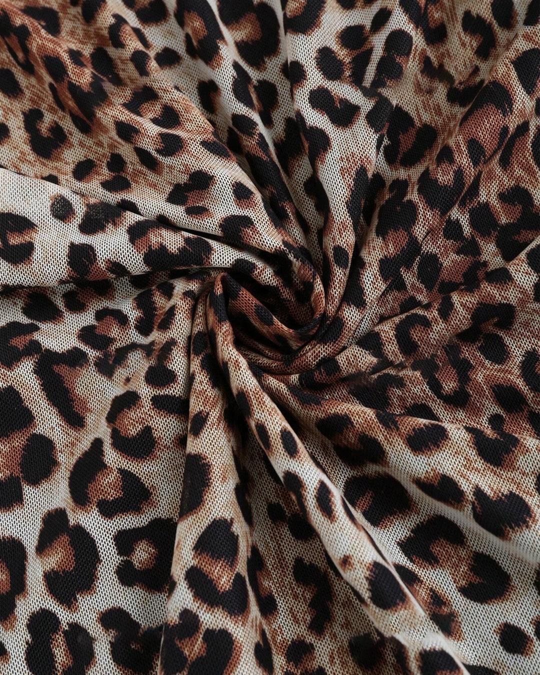 Mesh Cowl Neck Leopard Maxi Dress