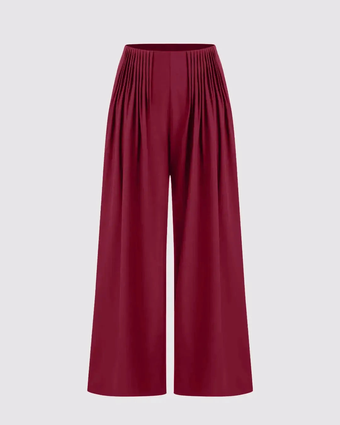 Mid Rise Pleated Wide Leg Trousers Redberry