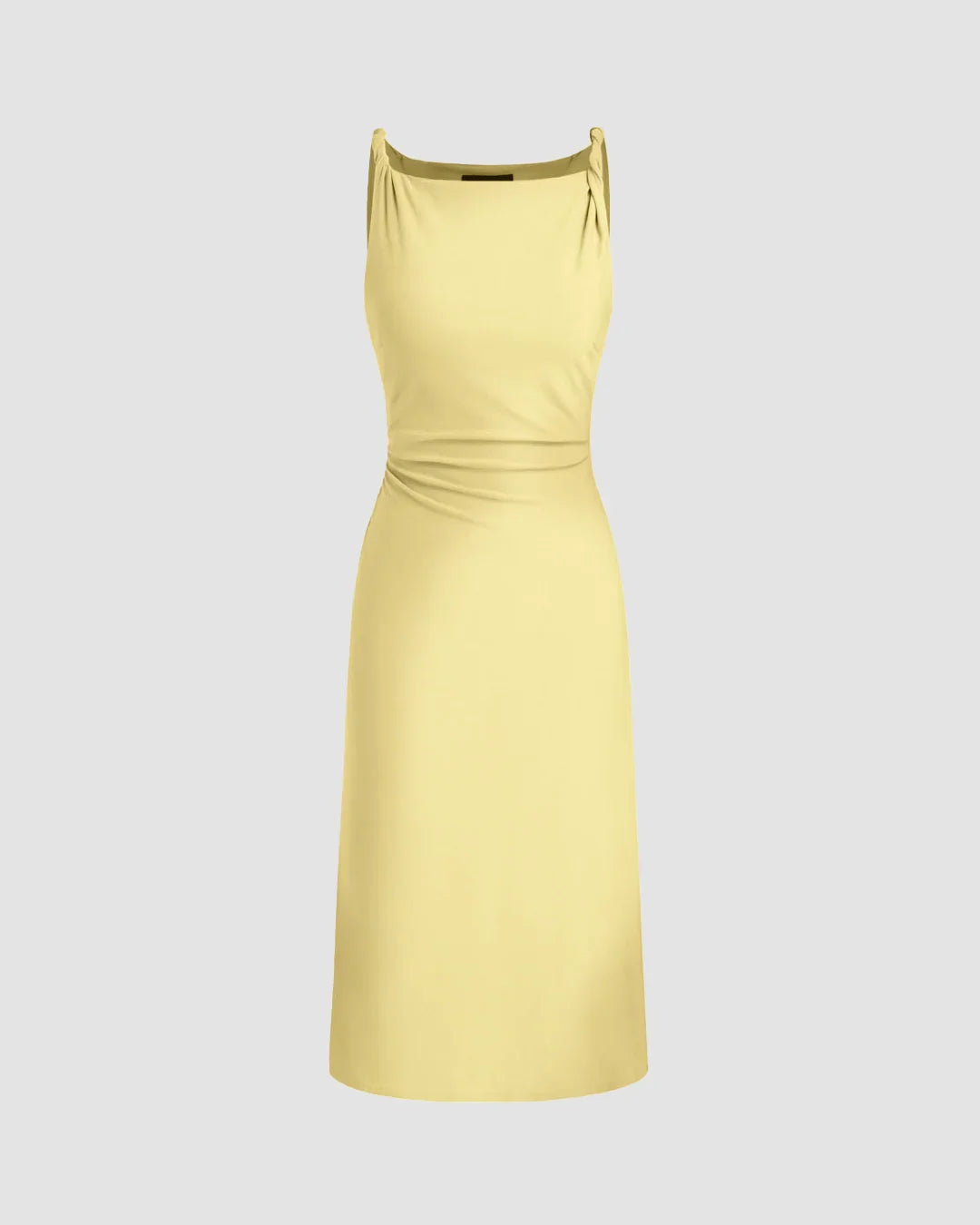 Minimal Cowl Neck Bodycon Dress in Vanilla