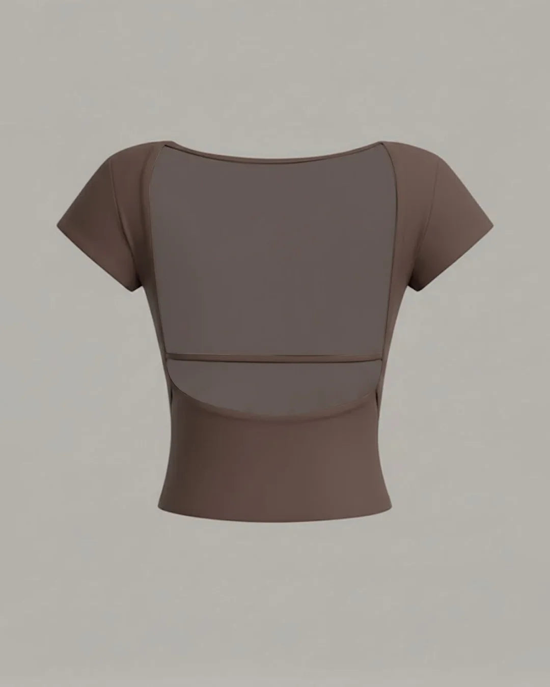Minimalist Backless Short Sleeve Crop Top in Coca