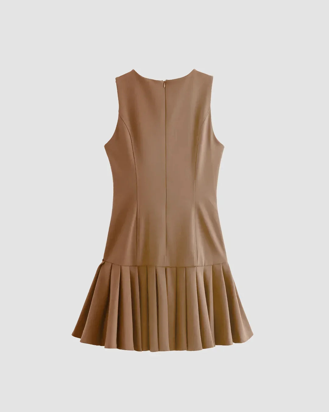 Mud Sleeveless Pleated Hem Dress