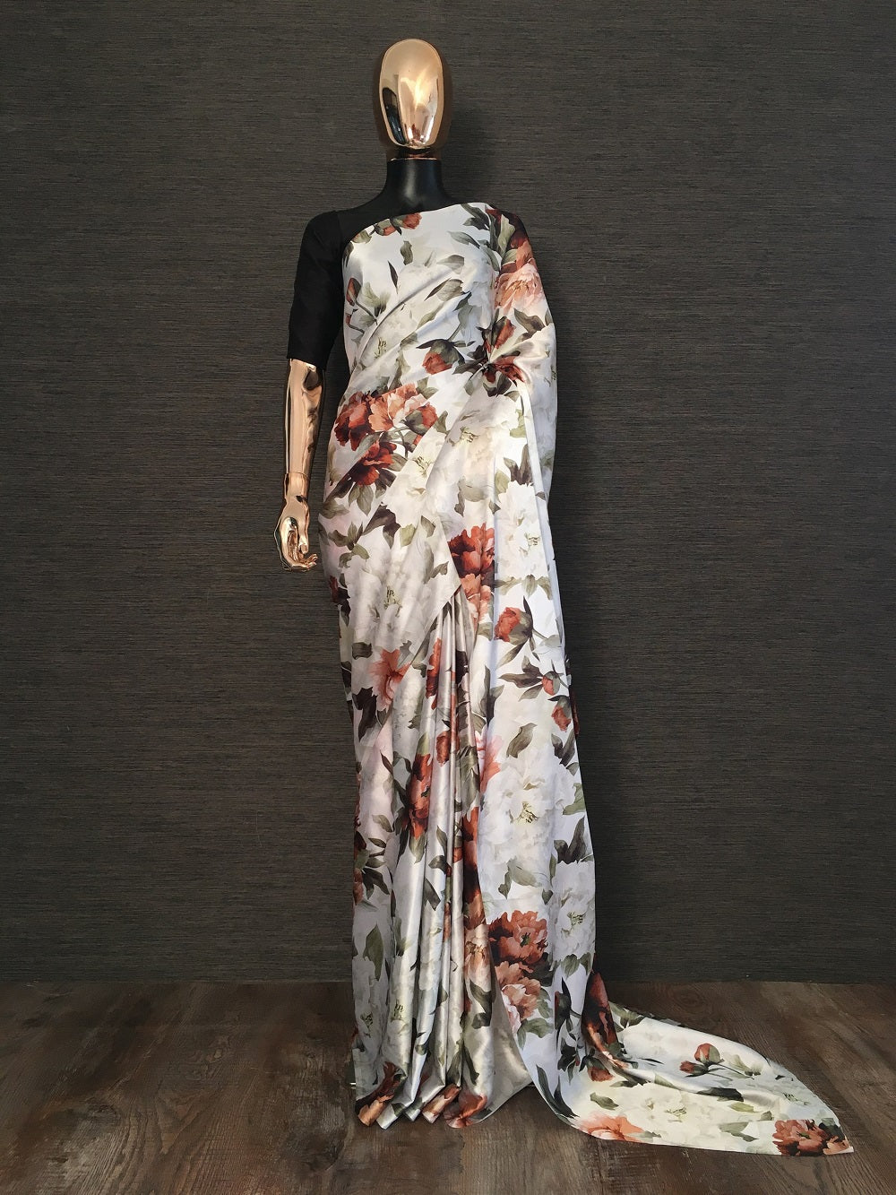 Multi Color Floral Digital Printed Japan Satin Silk Saree