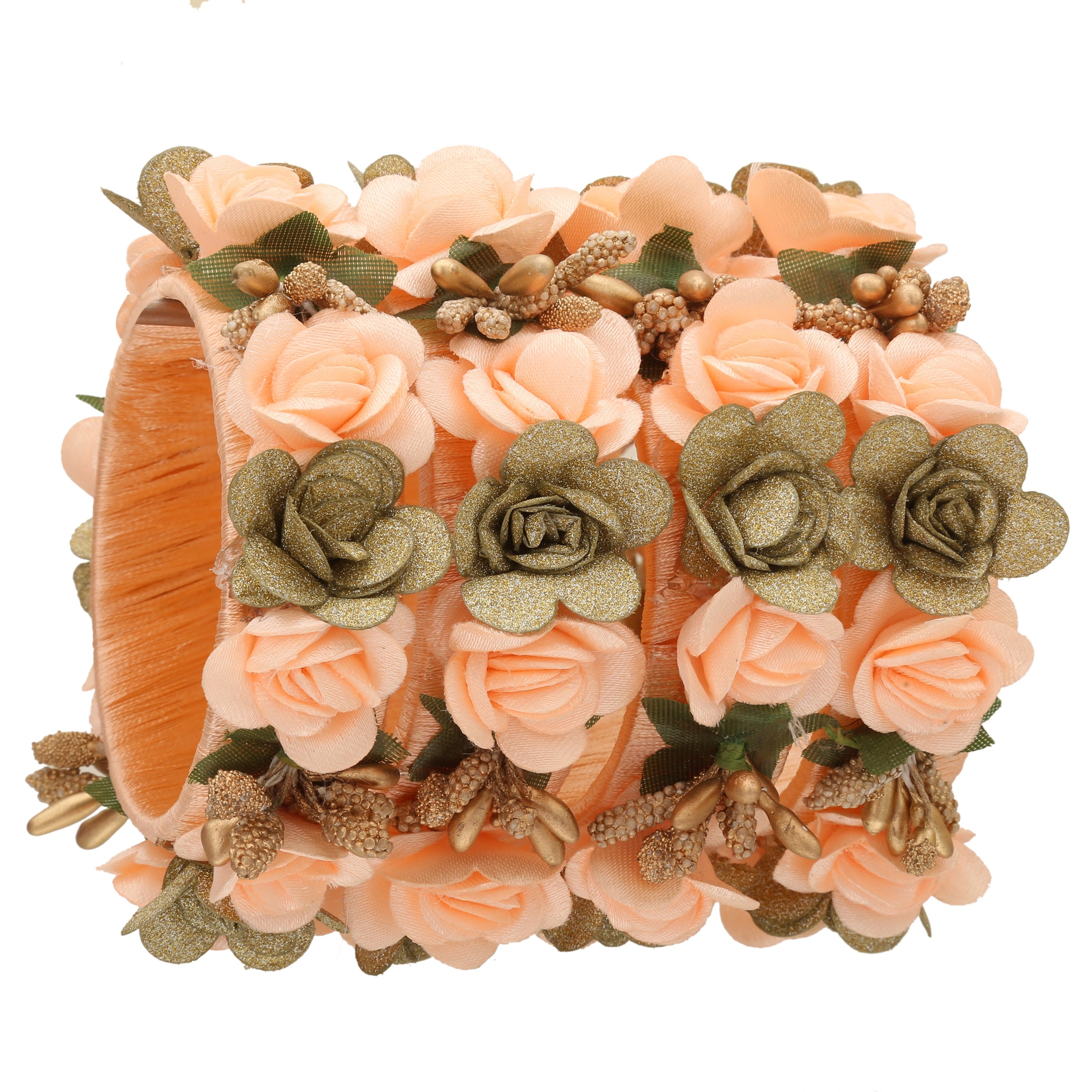 Sukriti Stylish Designer Party Wedding wear Flower Silk Thread Peach Bangles for Girls & Women – Set of 18