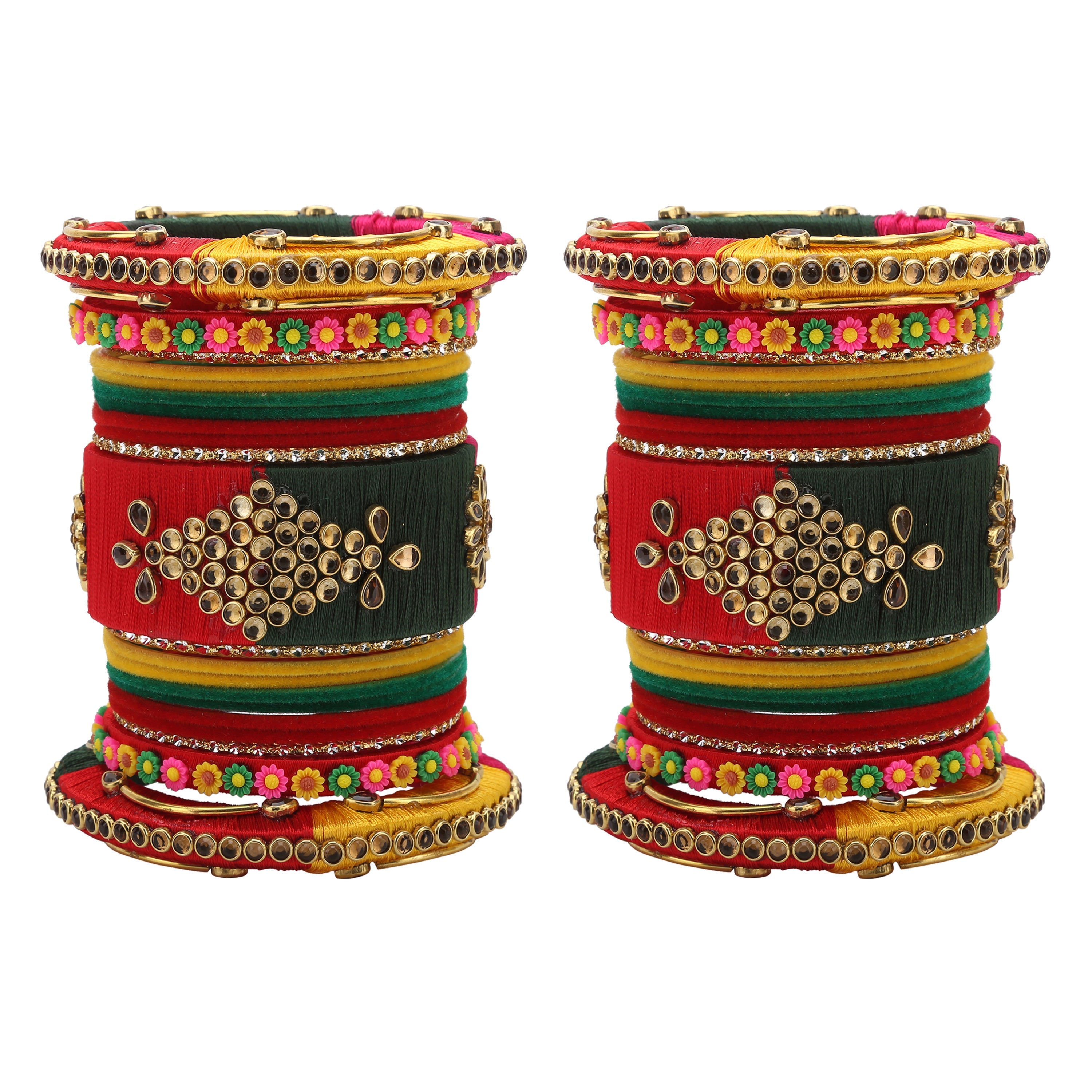 Sukriti Designer Handmade Kundan Seep Bridal Chuda Wedding Multicolor Bangles for Women – Set of 42