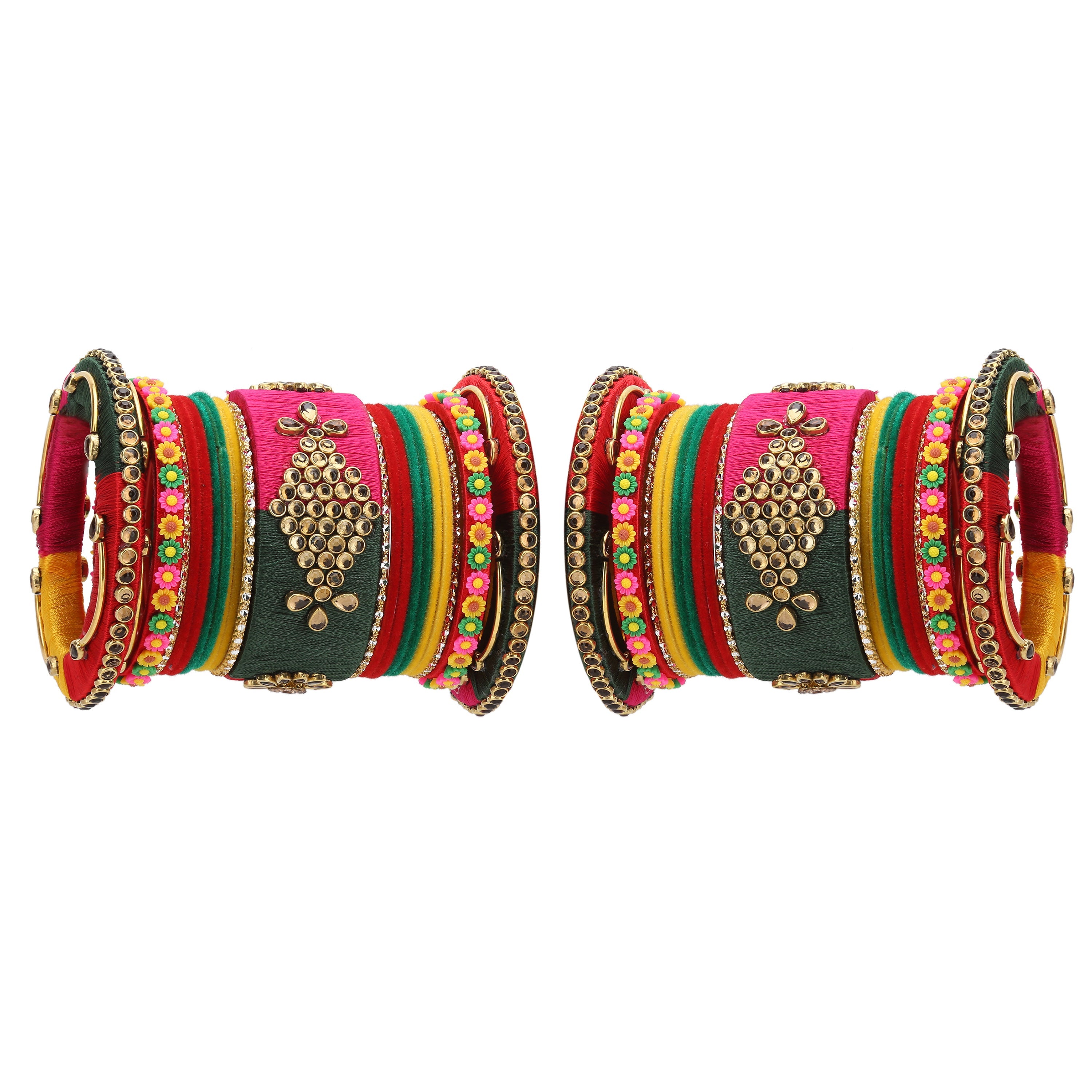 Sukriti Designer Handmade Kundan Seep Bridal Chuda Wedding Multicolor Bangles for Women – Set of 42