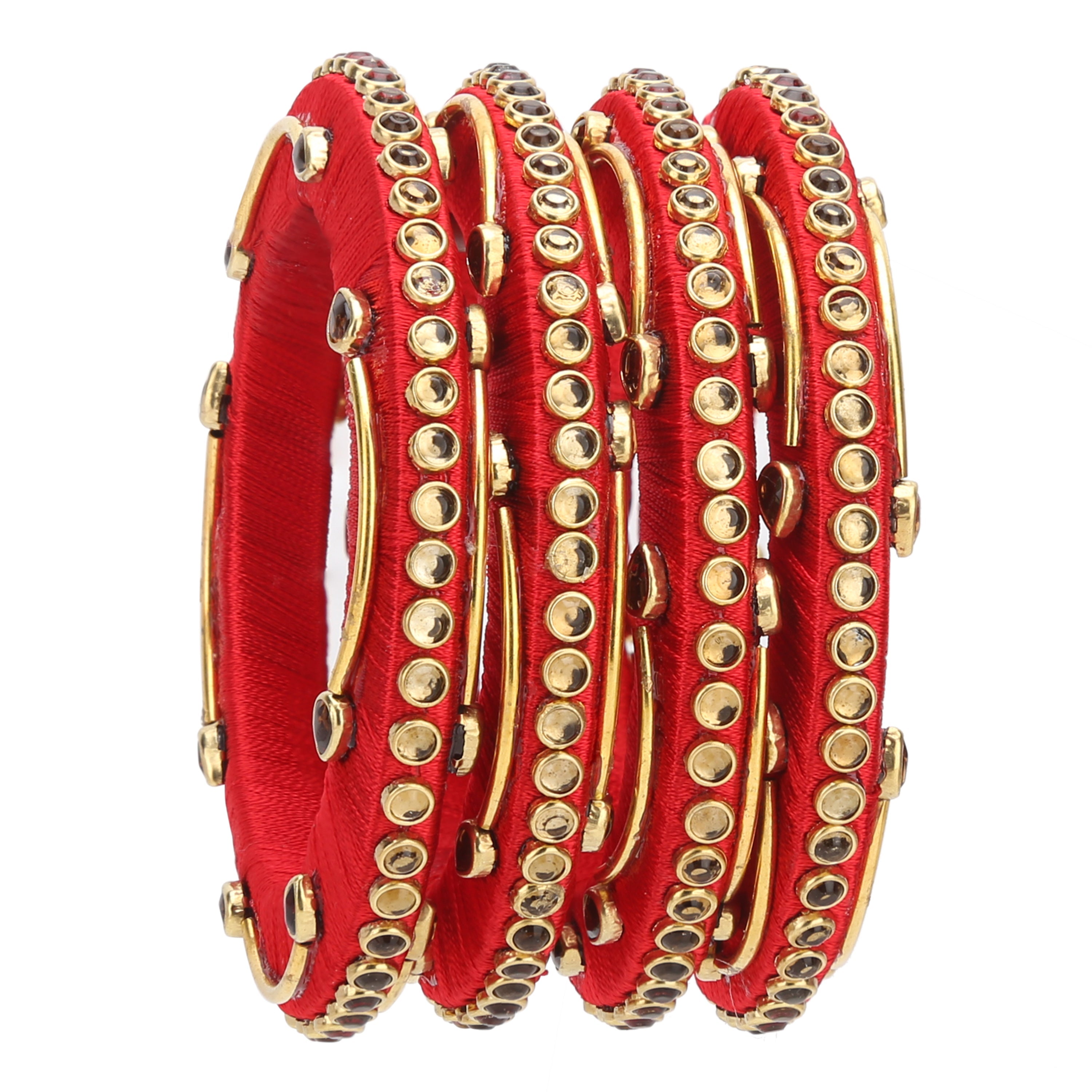 Sukriti Designer Handmade Kundan Seep Bridal Chuda Wedding Red Bangles for Women – Set of 42