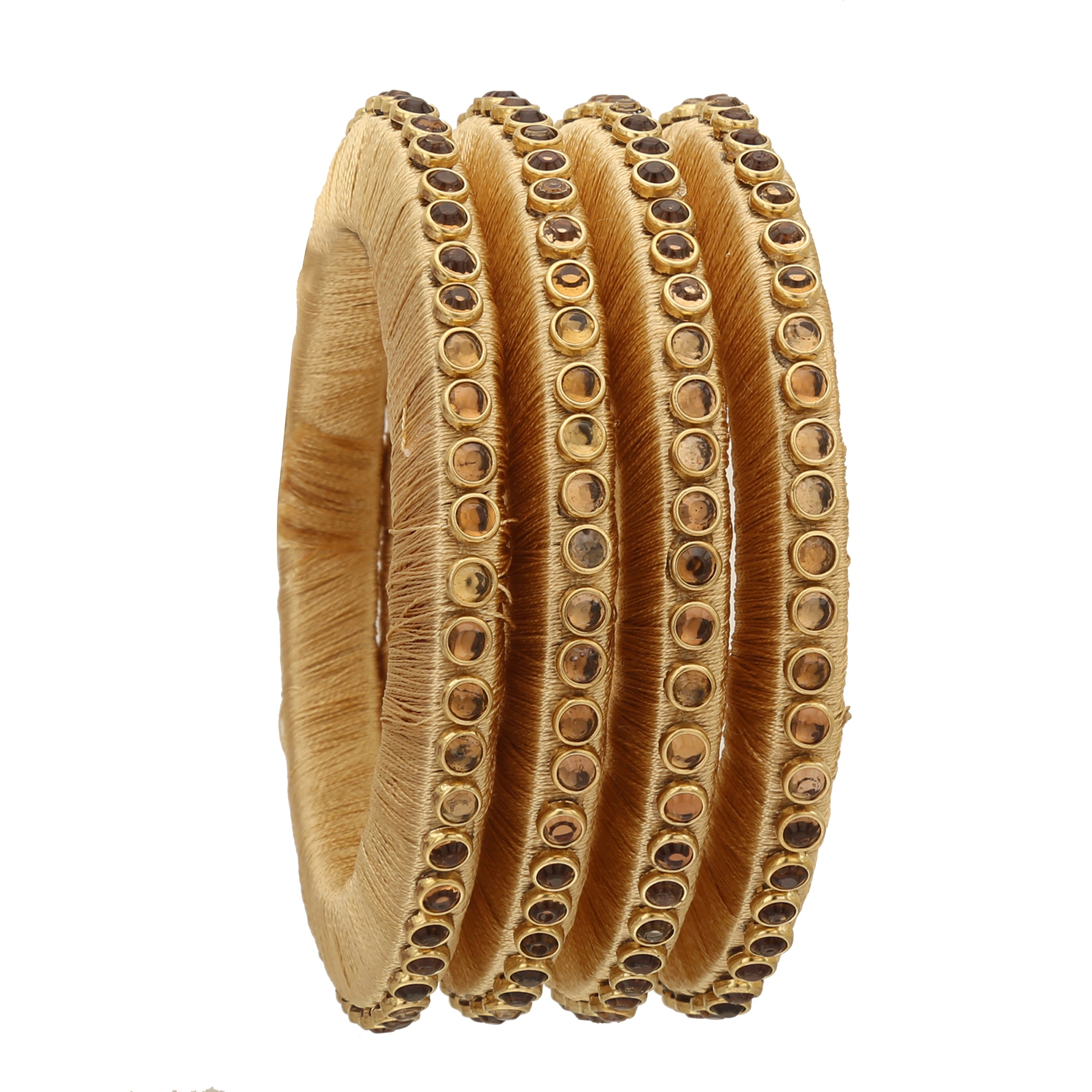 Sukriti Stylish Handmade Gold Flower Designer Silk thread Plastic Bridal Chuda Wedding Bangles for Women – Set of 18