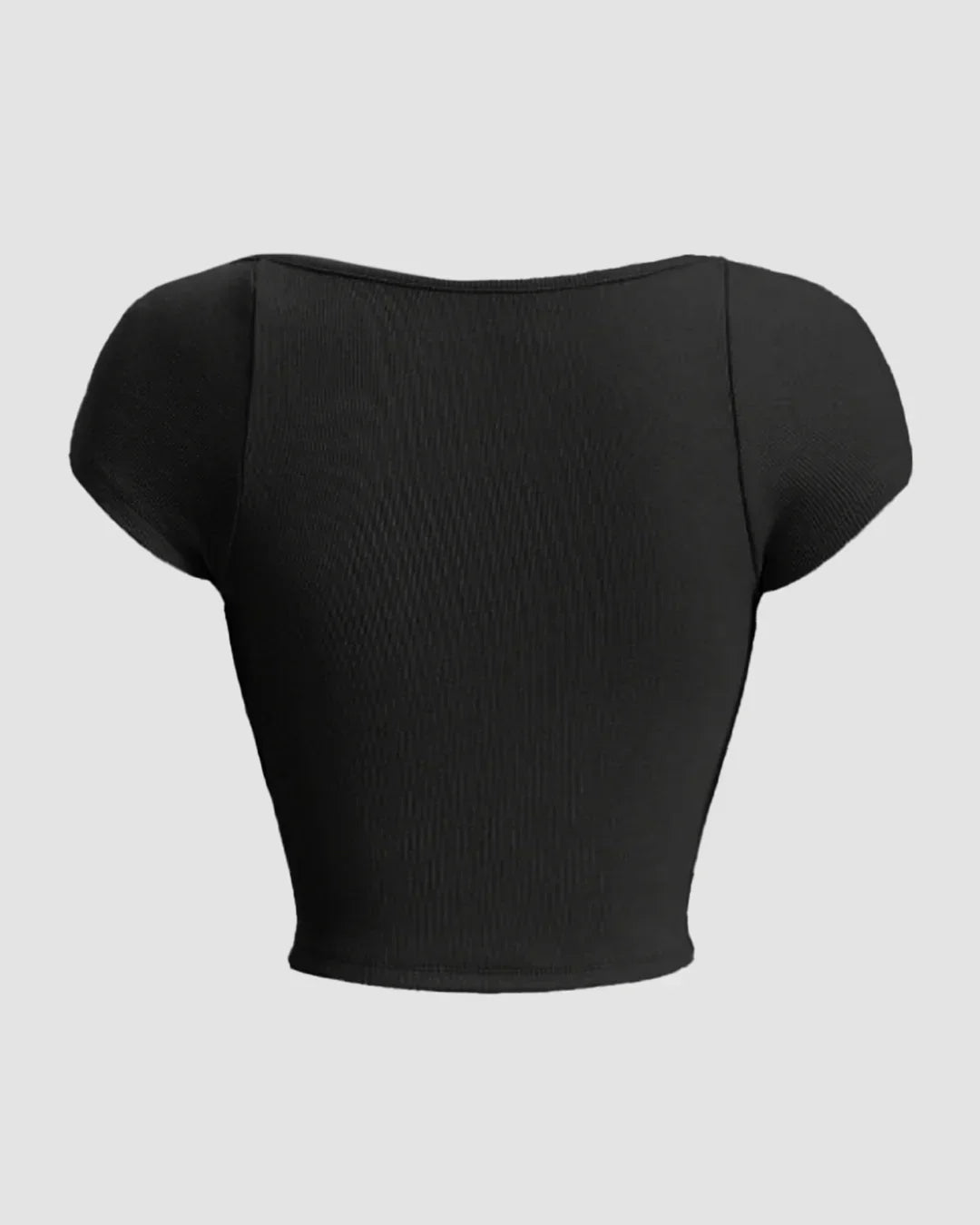 Sweetheart Neck Sheer Cap Sleeve Top in Black