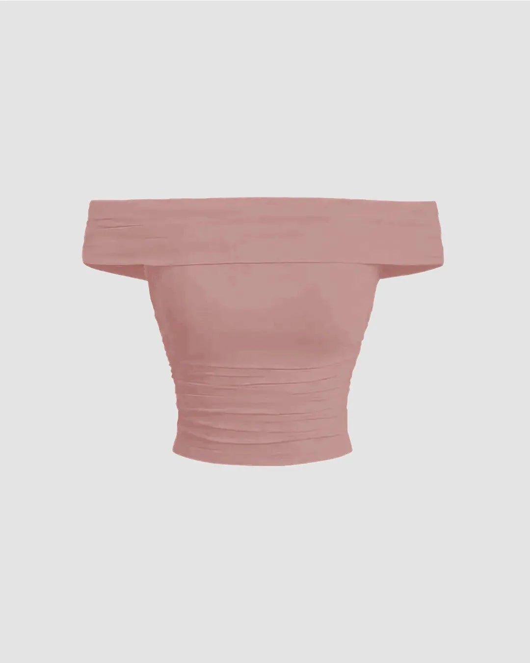 Off-Shoulder Ruched Crop Top In Rose