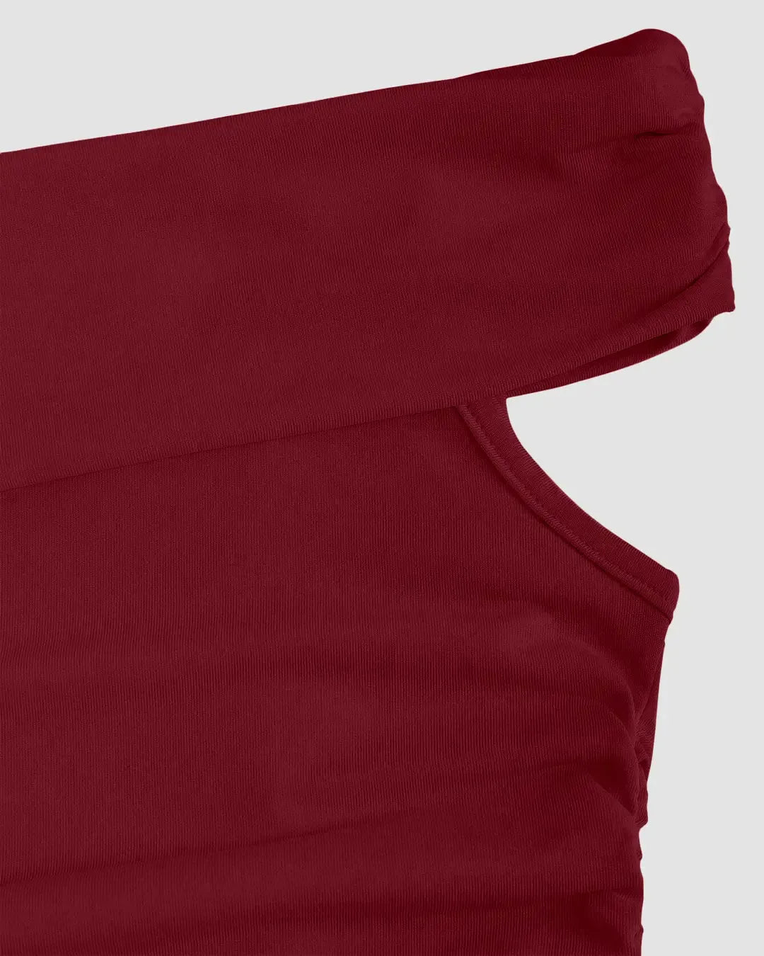 Off-Shoulder Ruched Crop Top in Maroon