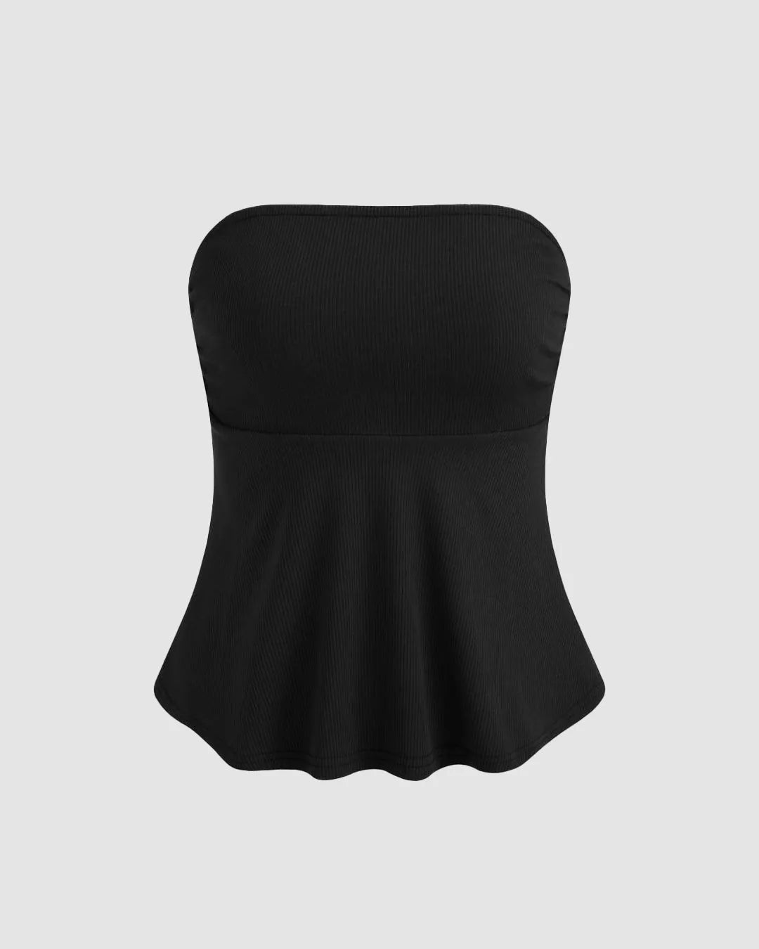 Off-Shoulder Sleeveless Peplum Black Tube Top