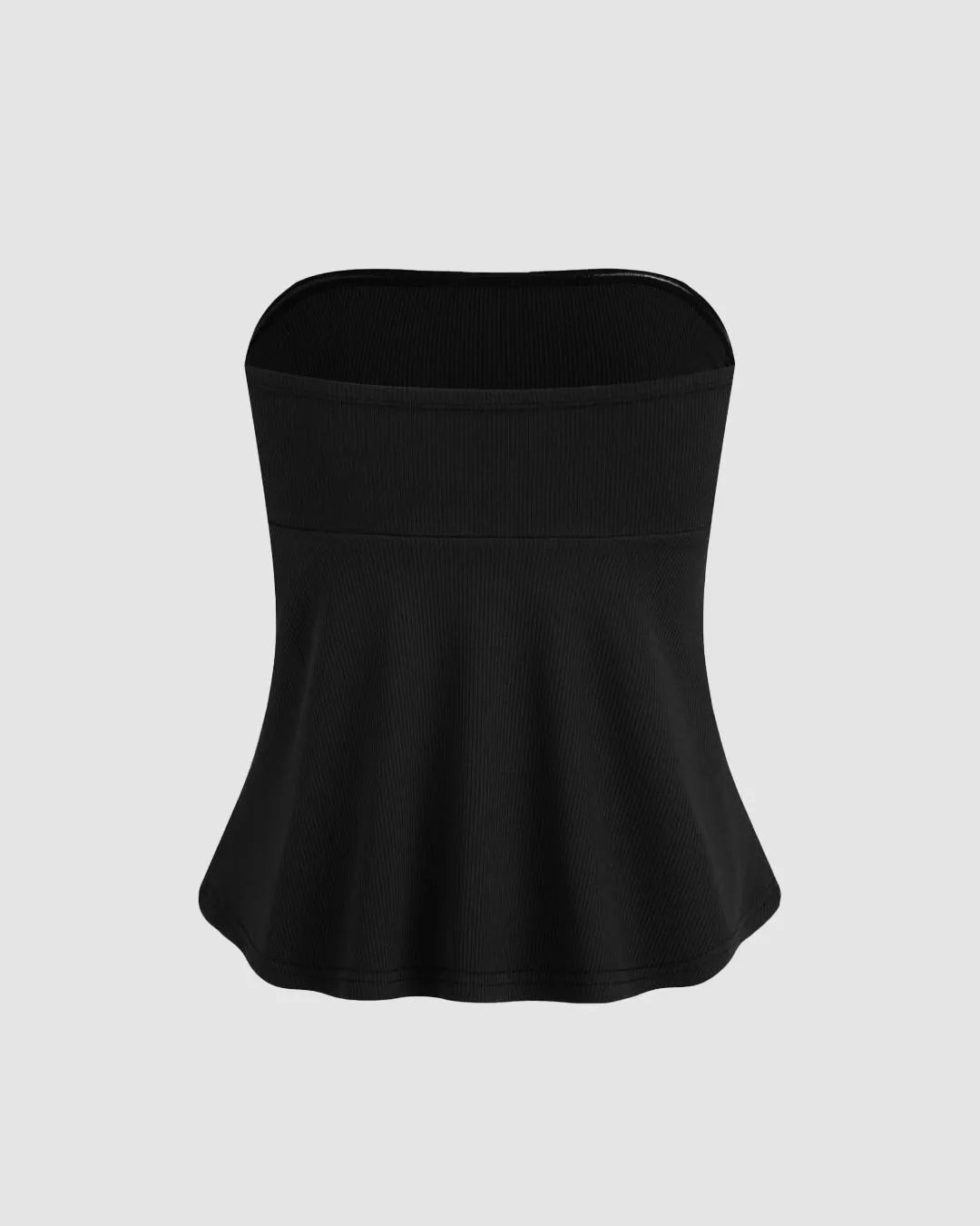 Off-Shoulder Sleeveless Peplum Black Tube Top