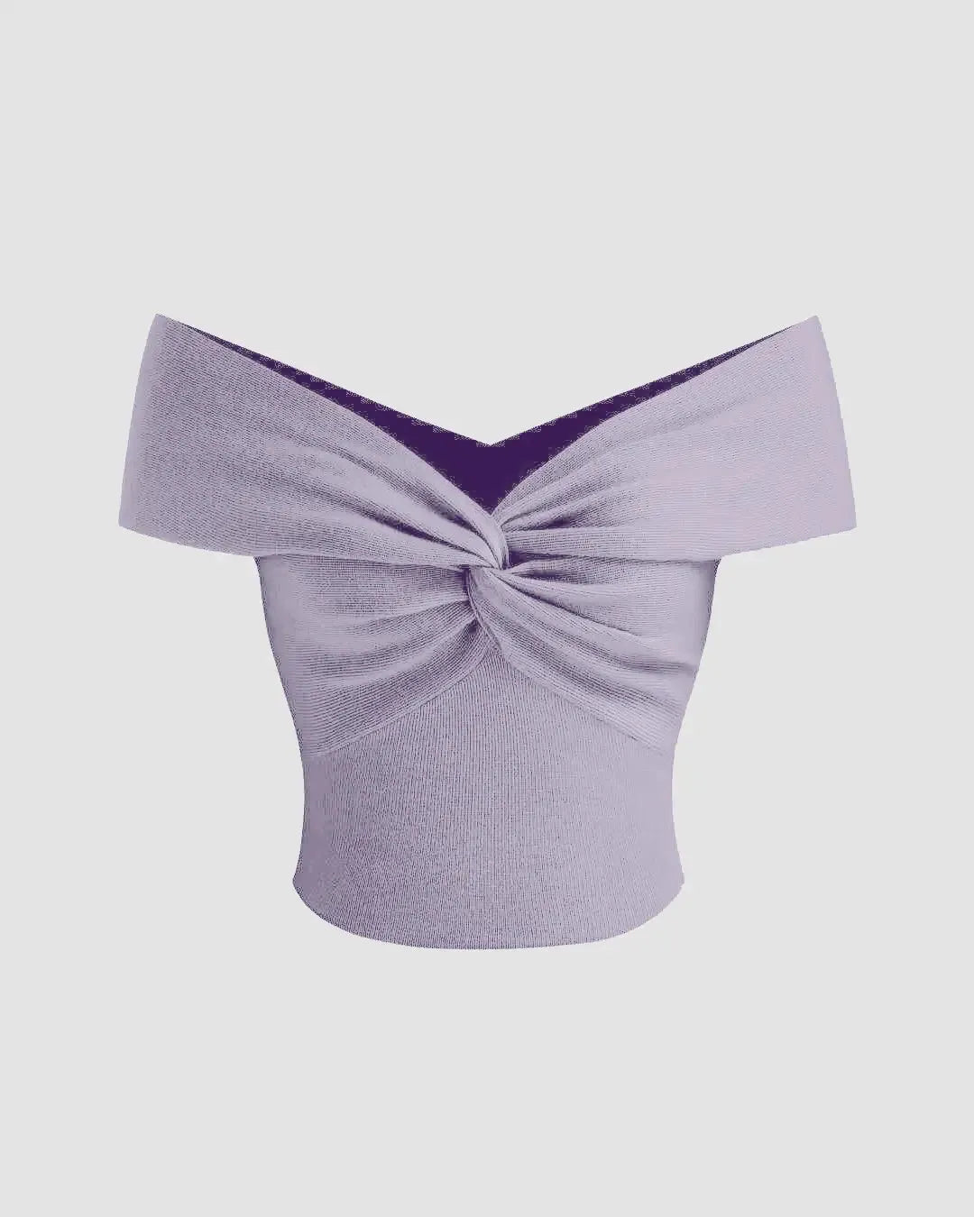Off-shoulder Ruched Lavender Crop Top