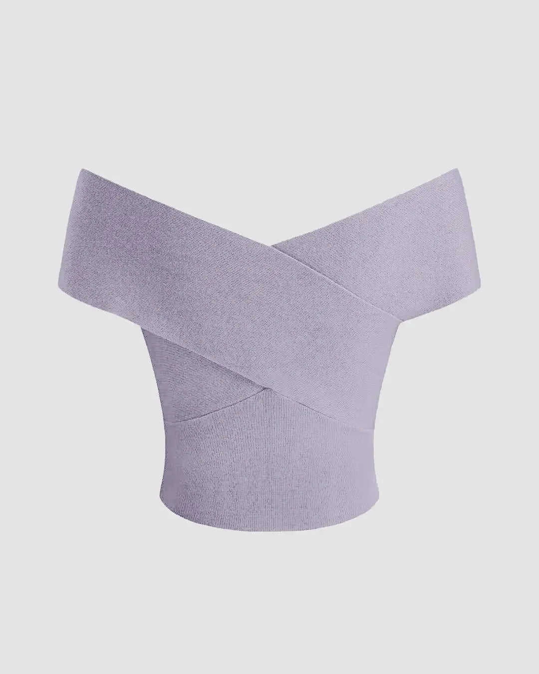 Off-shoulder Ruched Lavender Crop Top