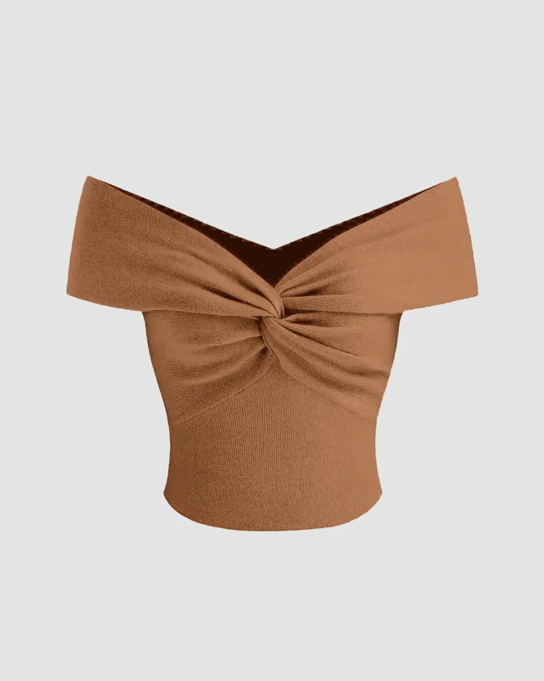 Off-shoulder Ruched Mud Gold Crop Top