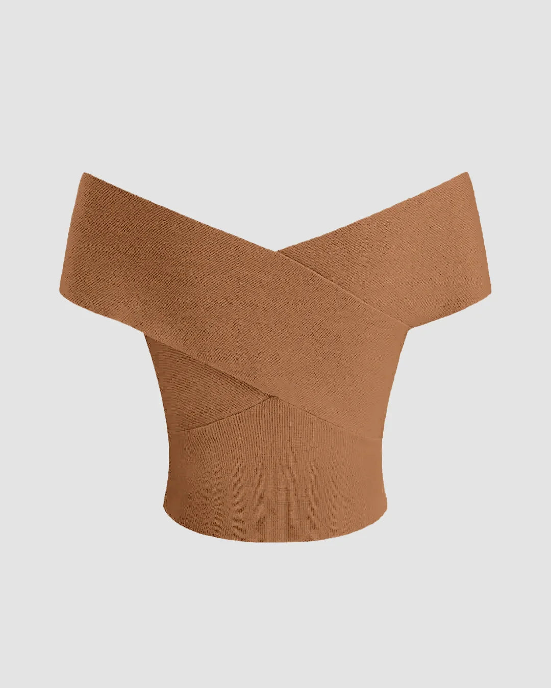 Off-shoulder Ruched Mud Gold Crop Top