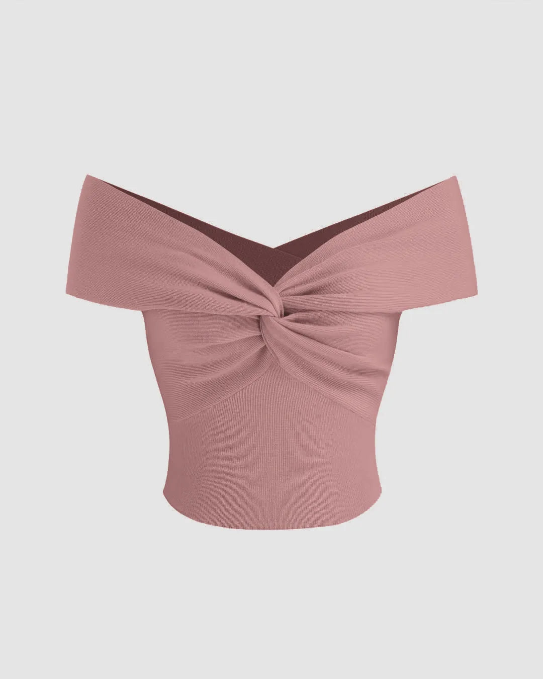 Off-shoulder Ruched Pink Crop Top