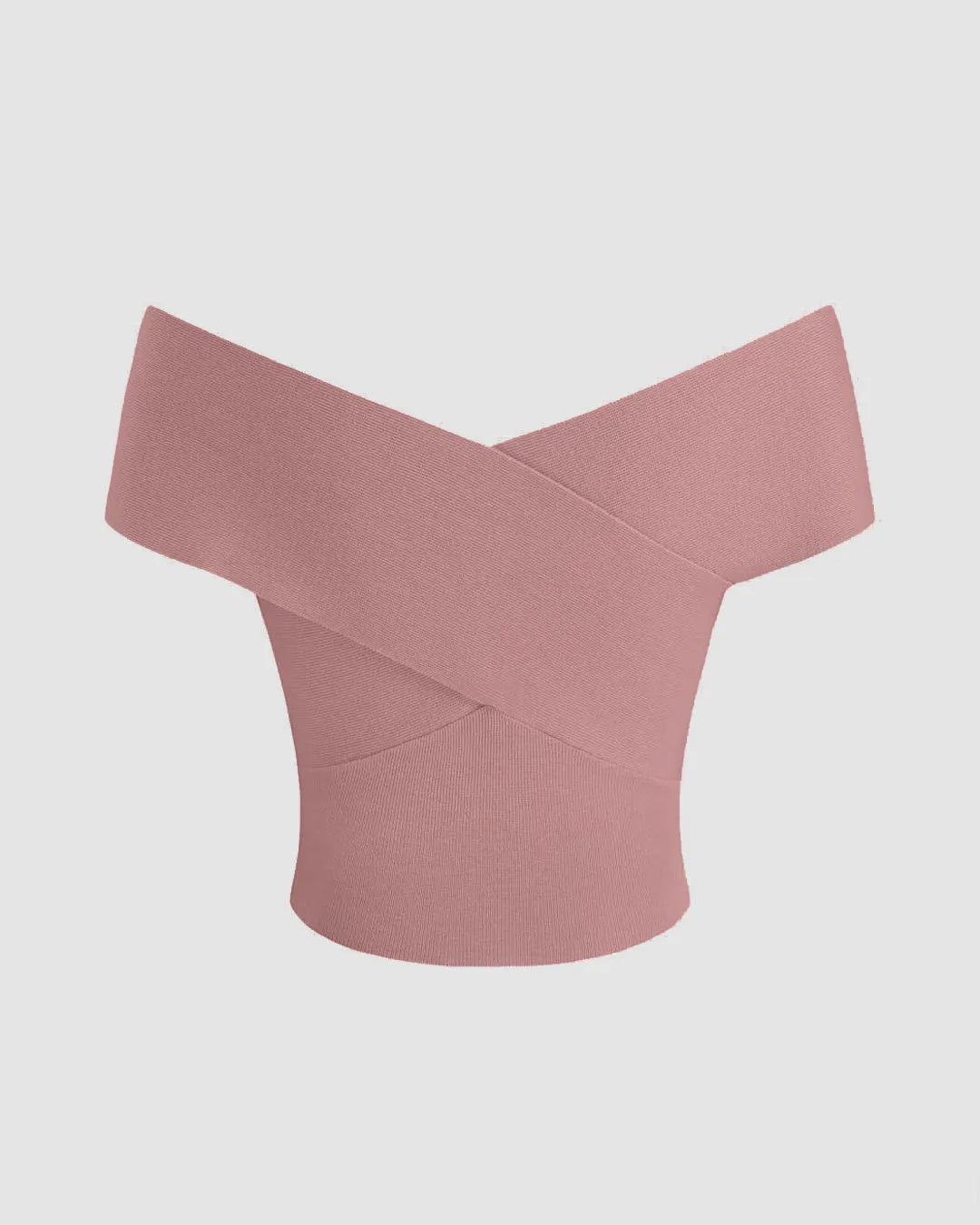 Off-shoulder Ruched Pink Crop Top