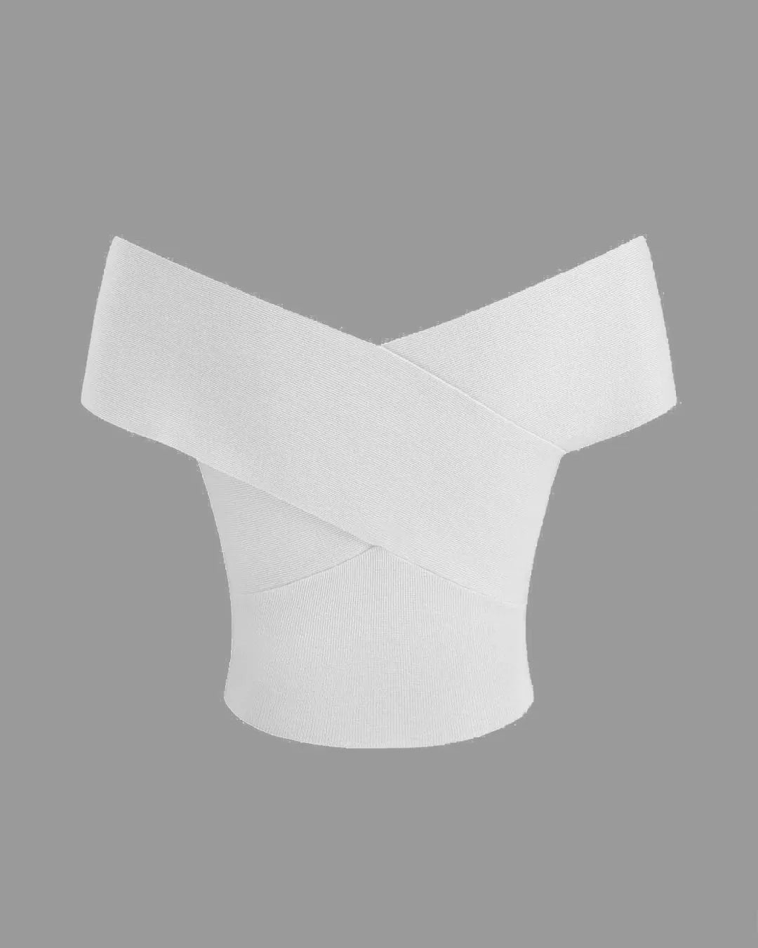 Off-shoulder Ruched White Crop Top