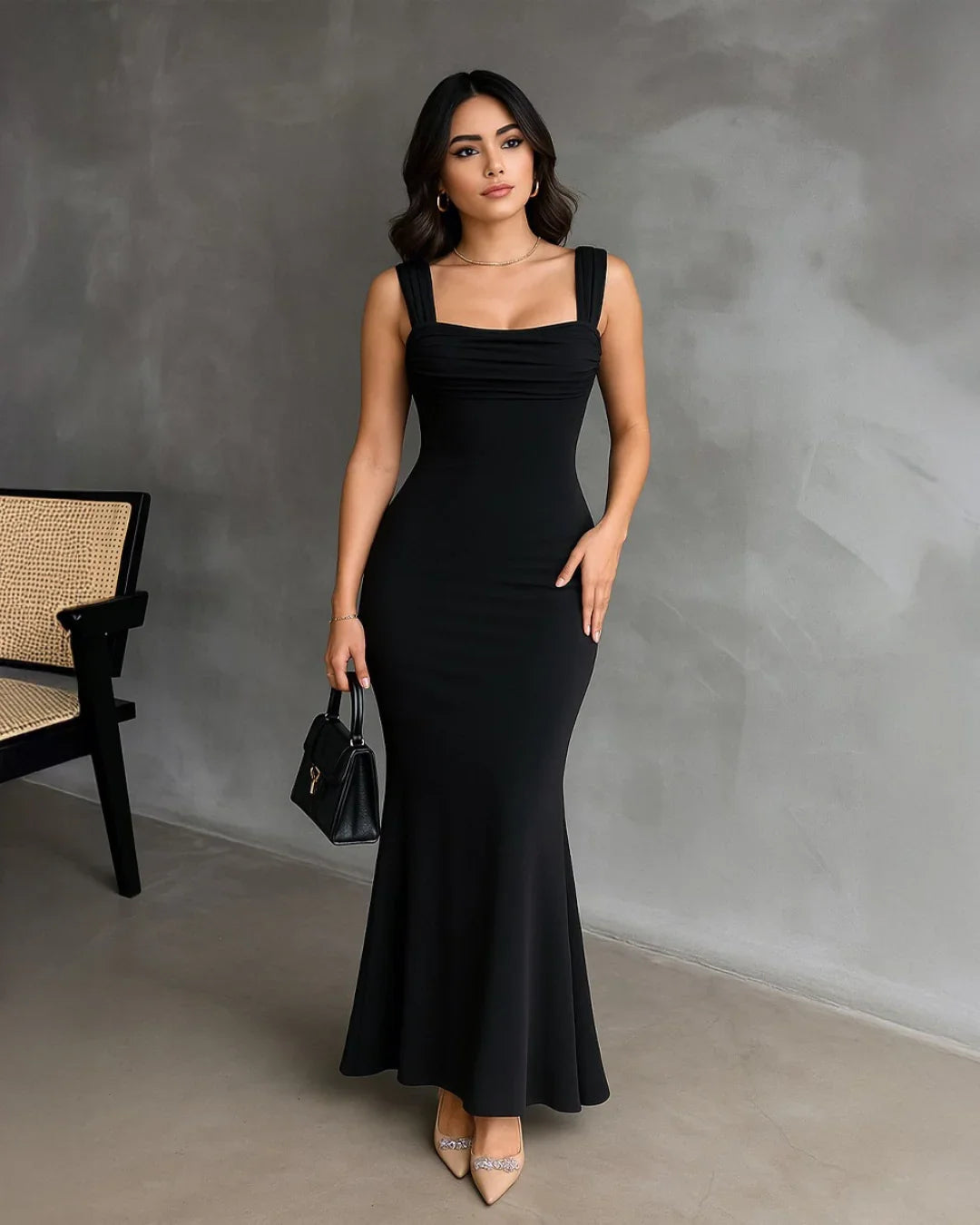One Piece Black Cocktail Dress