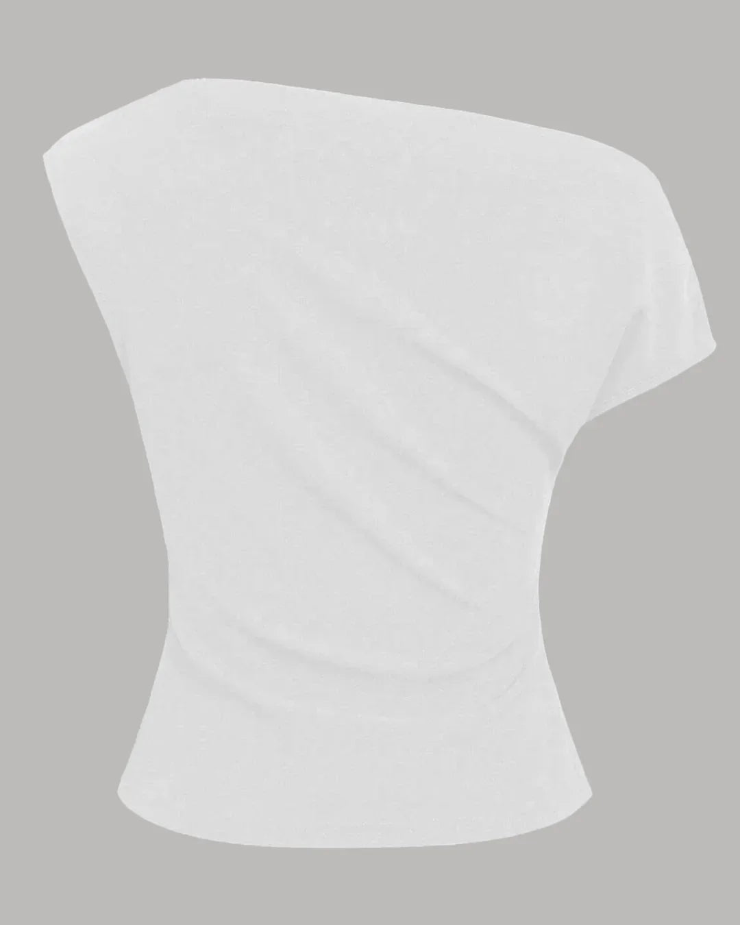 One Shoulder Ruched Asymmetrical Top in White