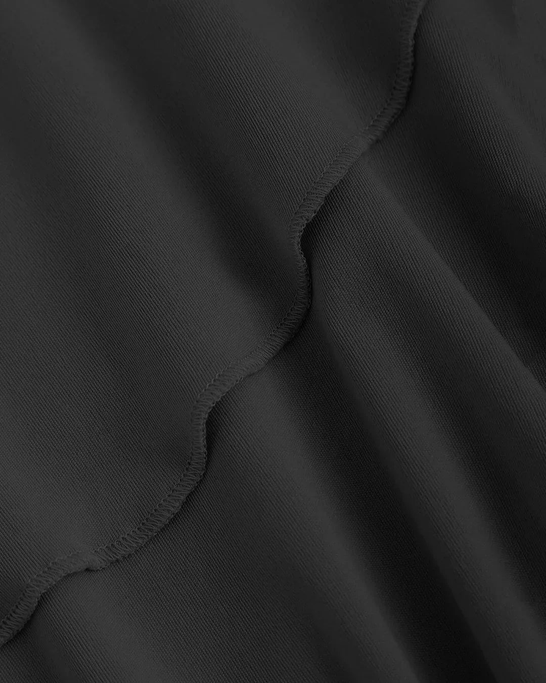 One Shoulder Ruched Layered Mini Dress in Black