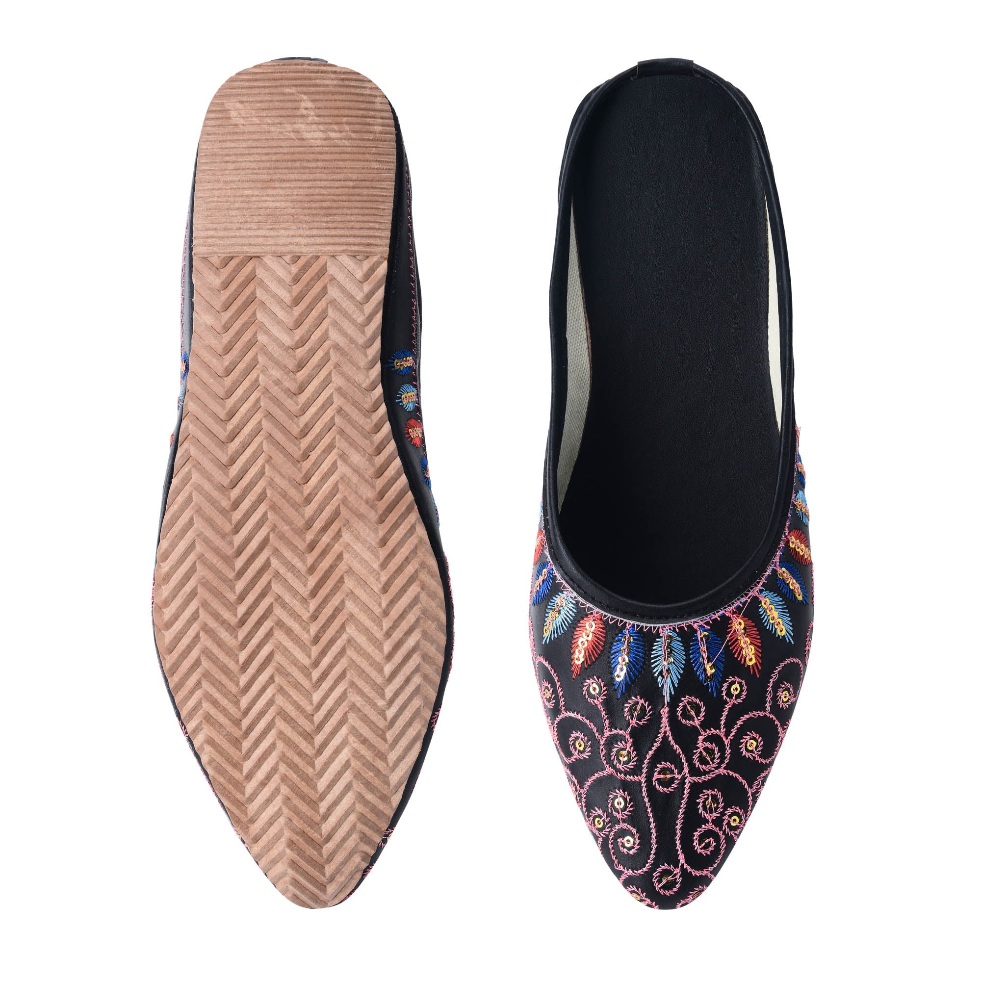 Sukriti Ethnic Traditional Handmade Stylish Latest Embroidery Jaipuri Black Jutti | Nagra | Mojari | Shoes for Women & Girls