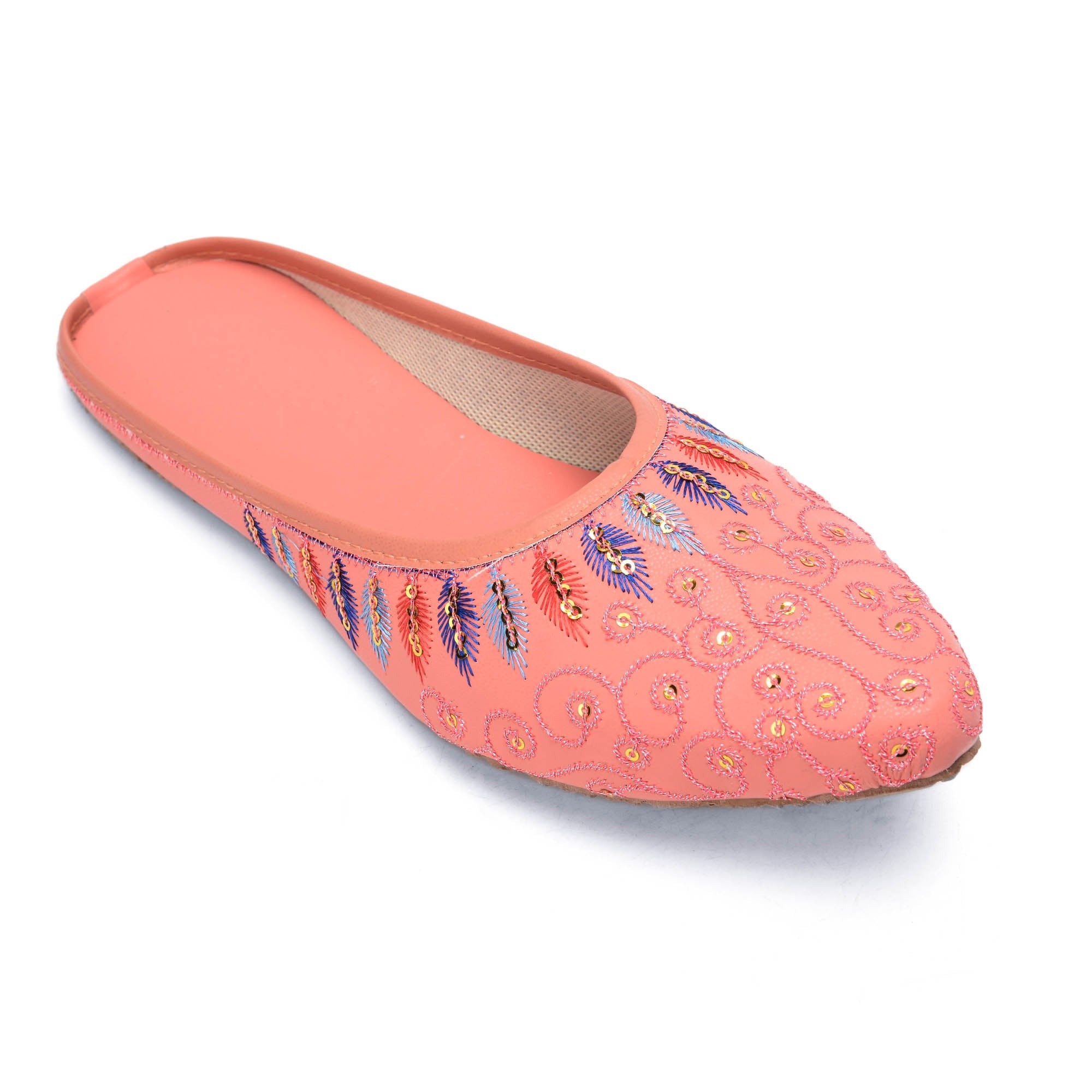 Sukriti Ethnic Traditional Handmade Stylish Latest Embroidery Jaipuri Peach Jutti | Nagra | Mojari | Shoes for Women & Girls