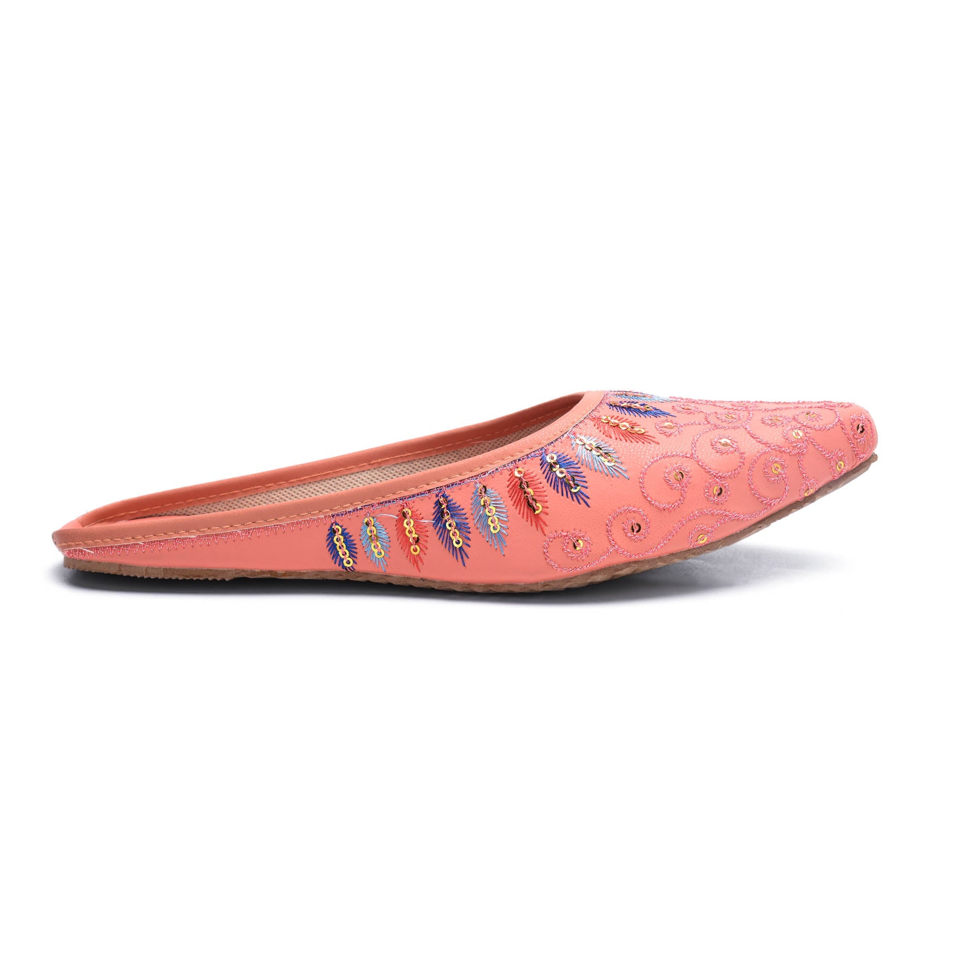 Sukriti Ethnic Traditional Handmade Stylish Latest Embroidery Jaipuri Peach Jutti | Nagra | Mojari | Shoes for Women & Girls