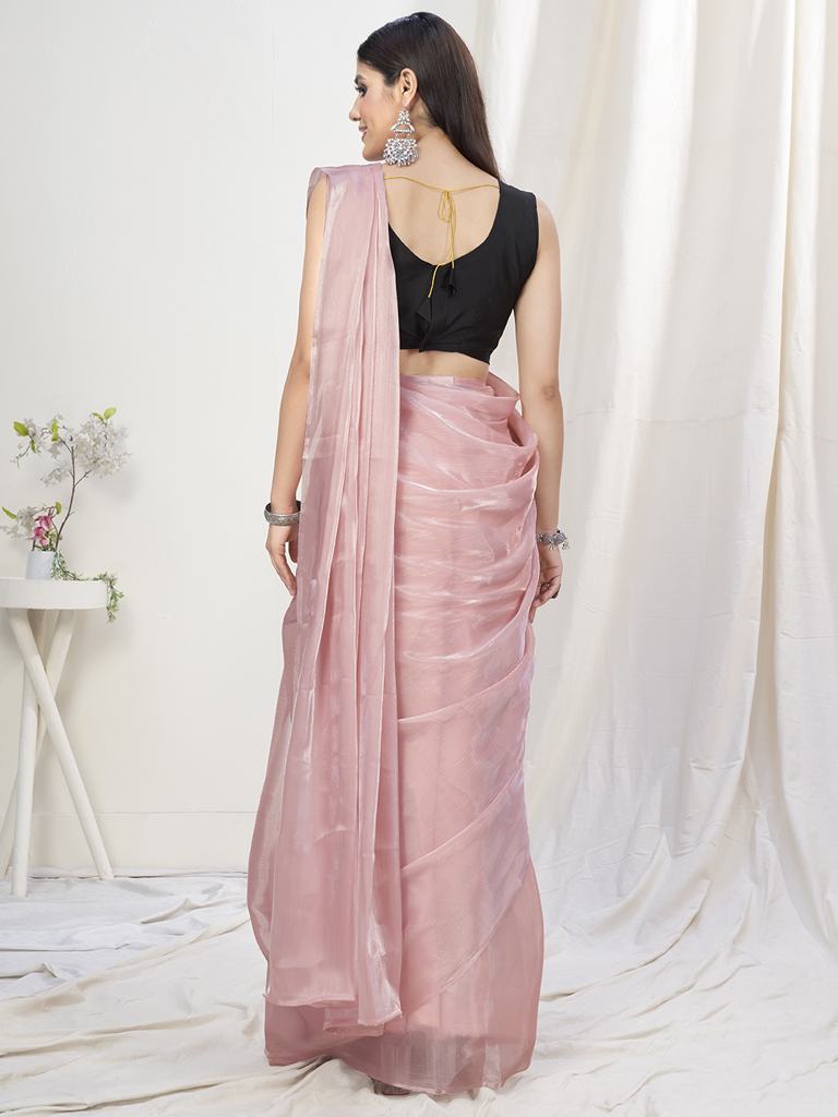 Pale Pink Pre-Stitched Blended Silk Saree
