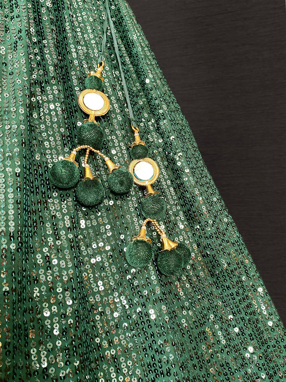 Green Color Sequins Embroidery Work Georgette Party Wear Lehenga Choli With Net Dupatta
