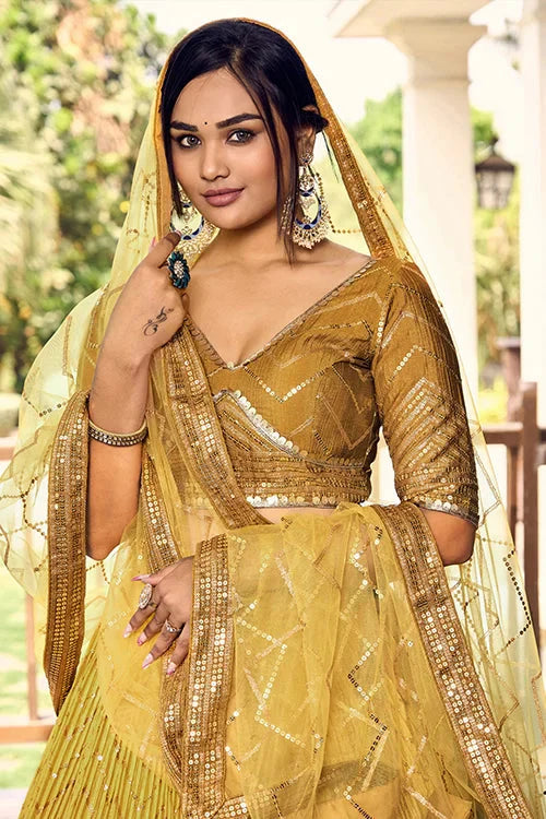 Party Wear Lehenga Choli Sequins Embroidery Work For Womens